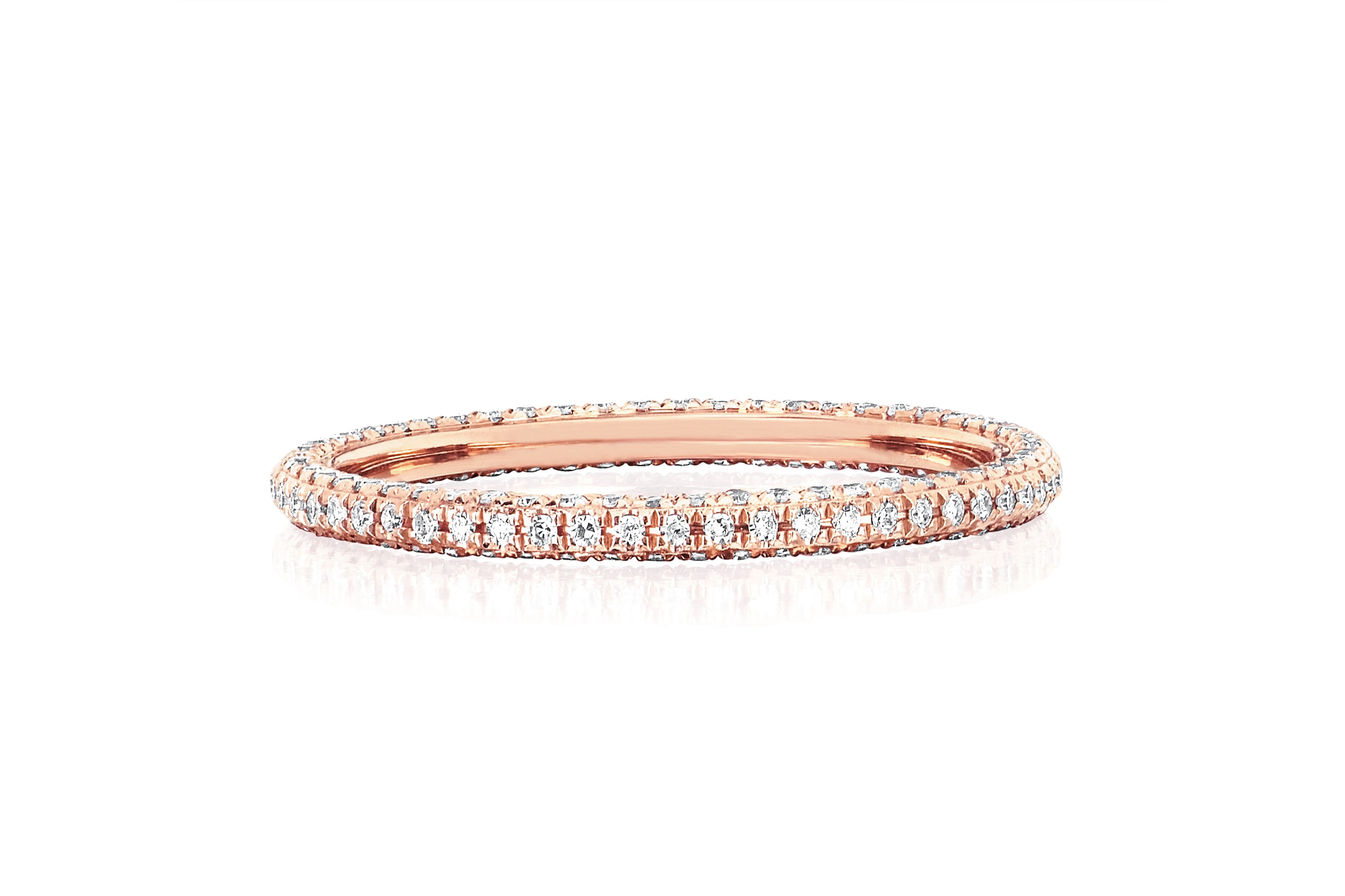 3 Sided Diamond Eternity Band Ring in 14k rose gold