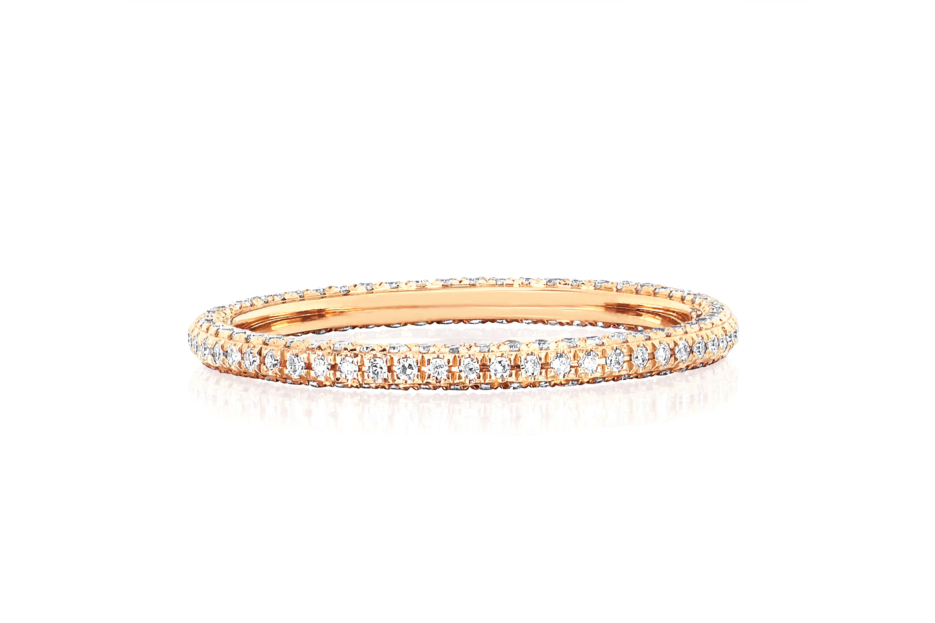 3 Sided Diamond Eternity Band Ring in 14k yellow gold