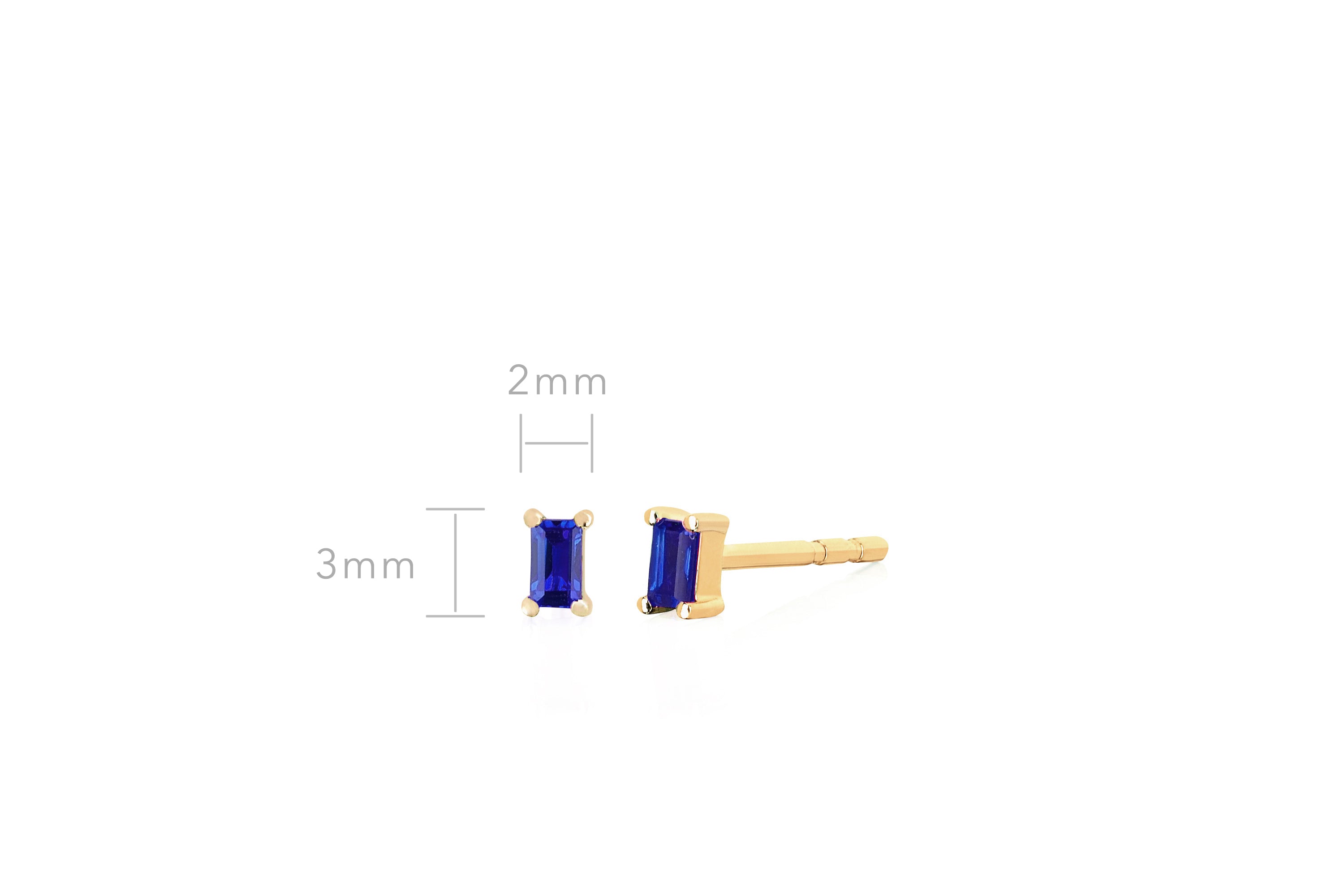 Blue Sapphire Baguette Stud Earring