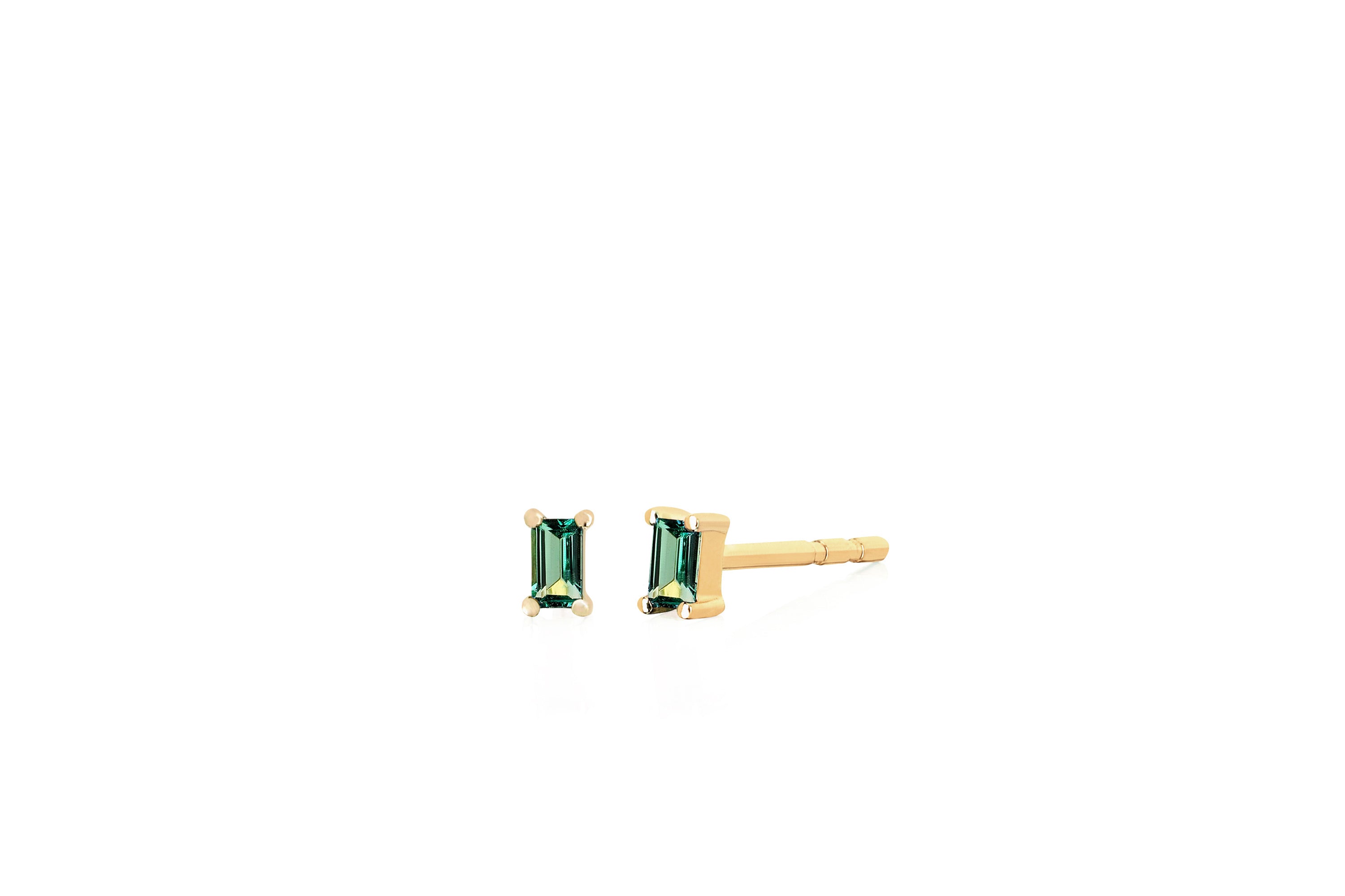 Emerald Baguette Stud Earring