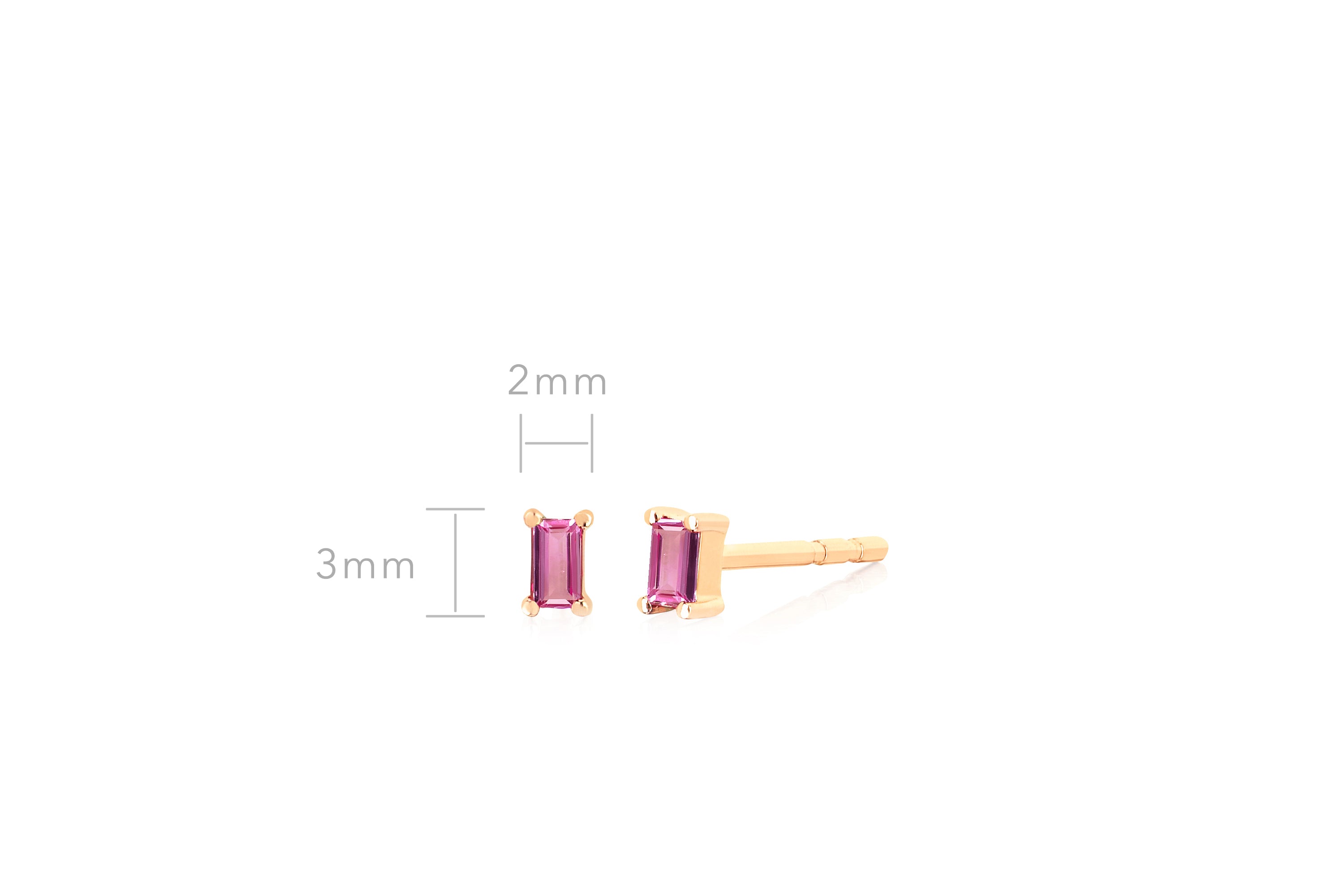 Pink Sapphire Baguette Stud Earring