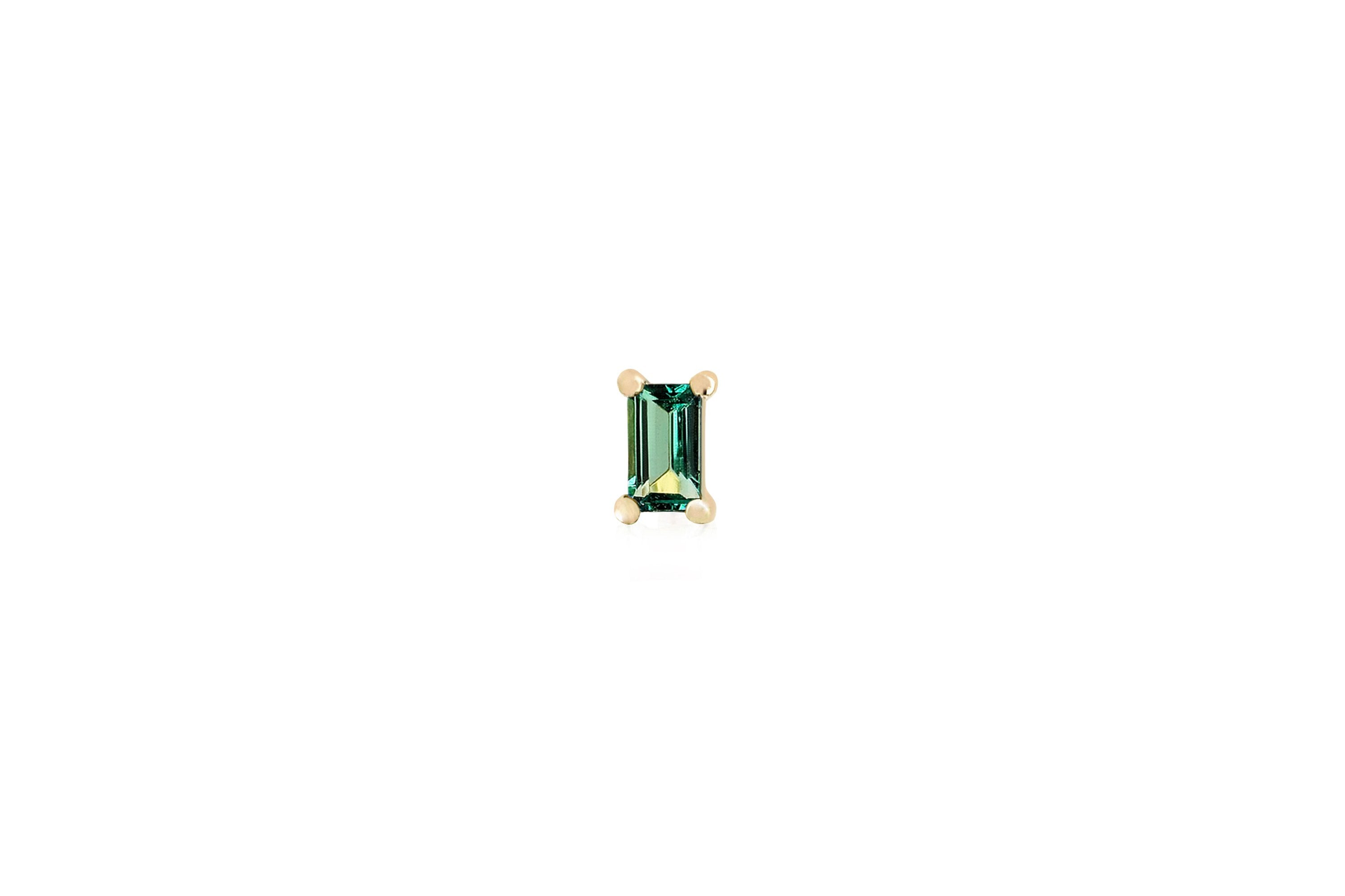 Emerald Baguette Stud Earring
