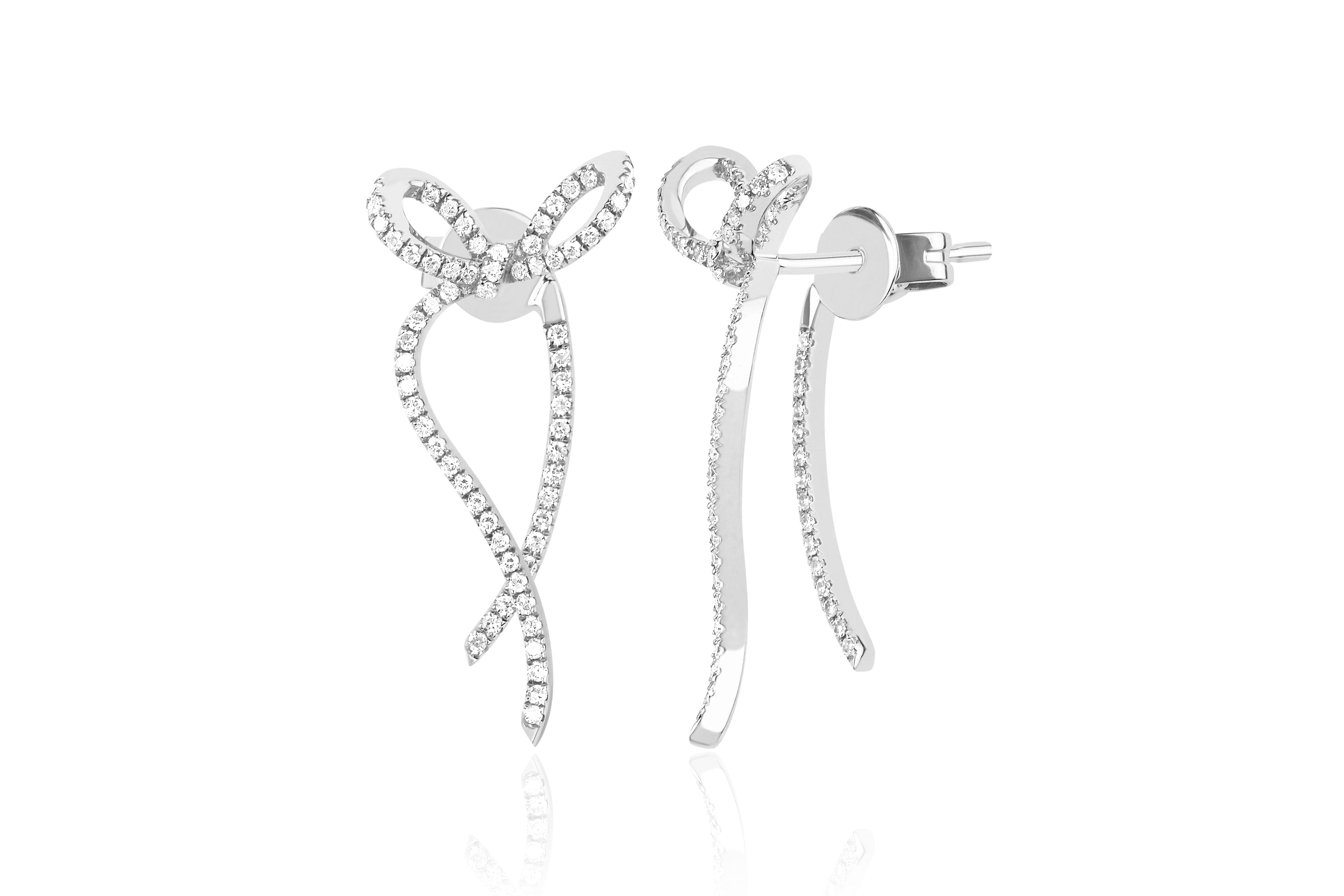 Diamond Bow Earring in 14k white gold