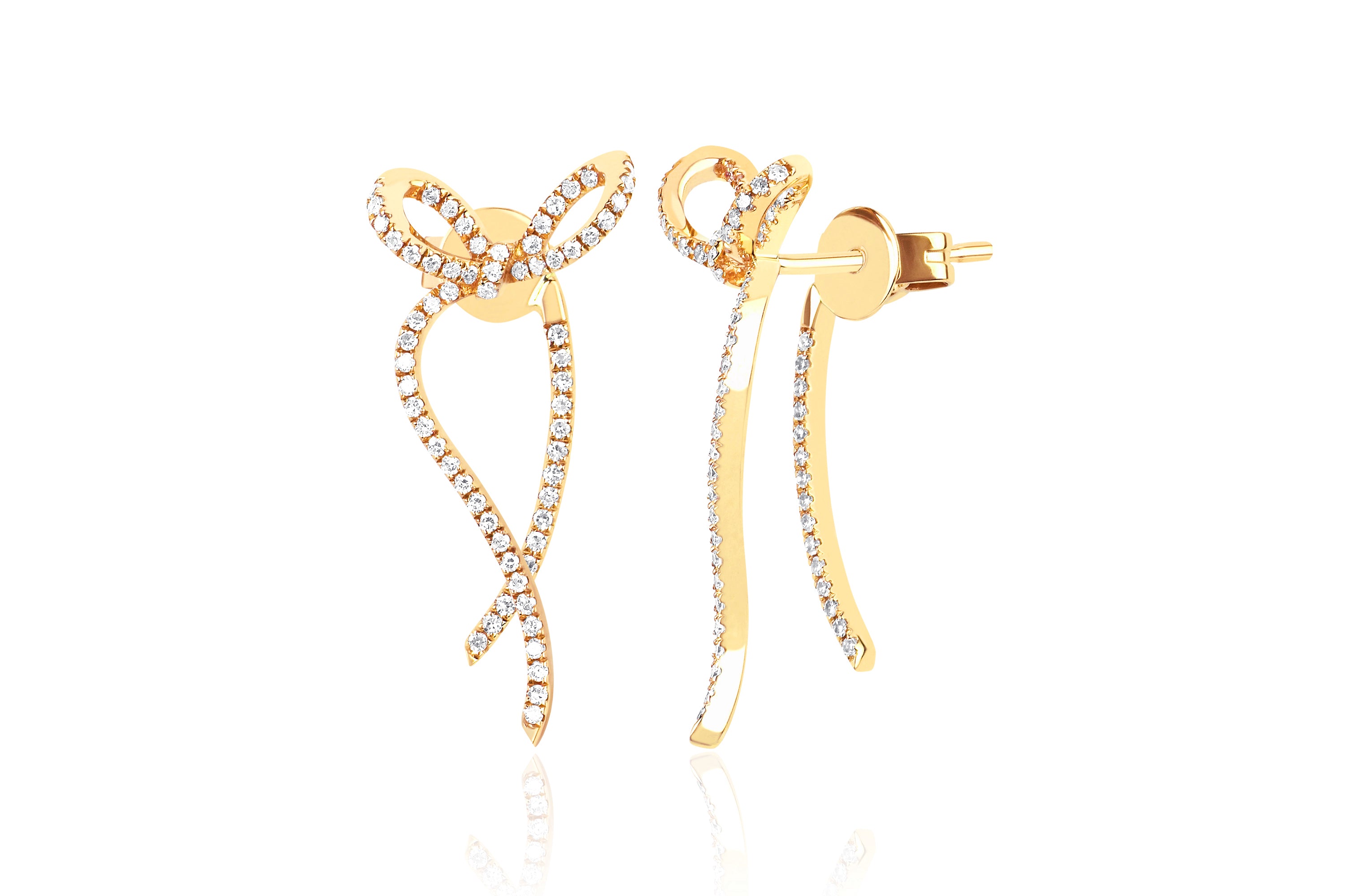 Diamond Bow Earring in 14k yellow gold