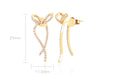 Diamond Bow Earring in 14k yellow gold with size display of 25mm height and 11.5mm width