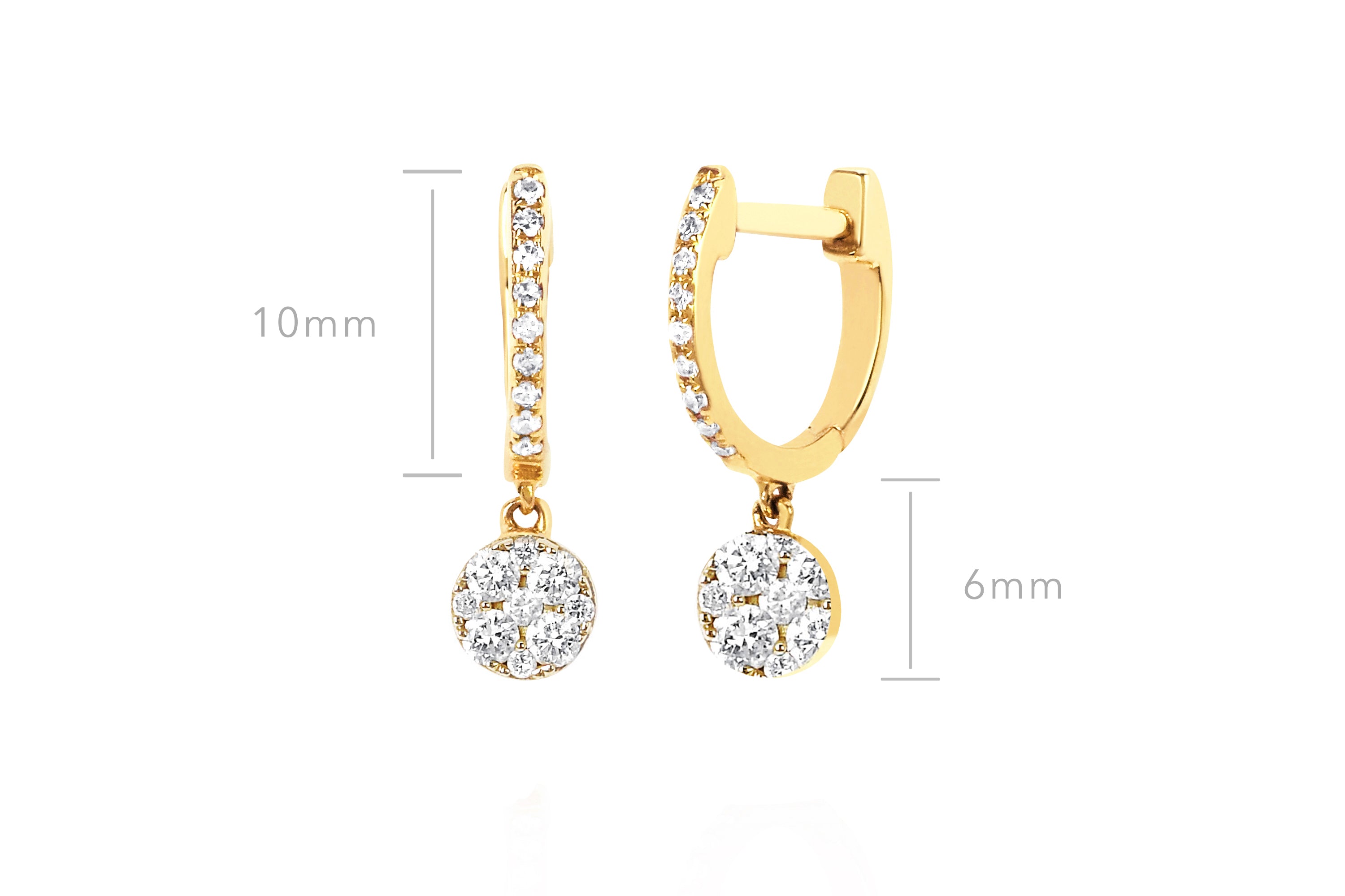 Full Cut Diamond Disc Drop Mini Huggie Earrings