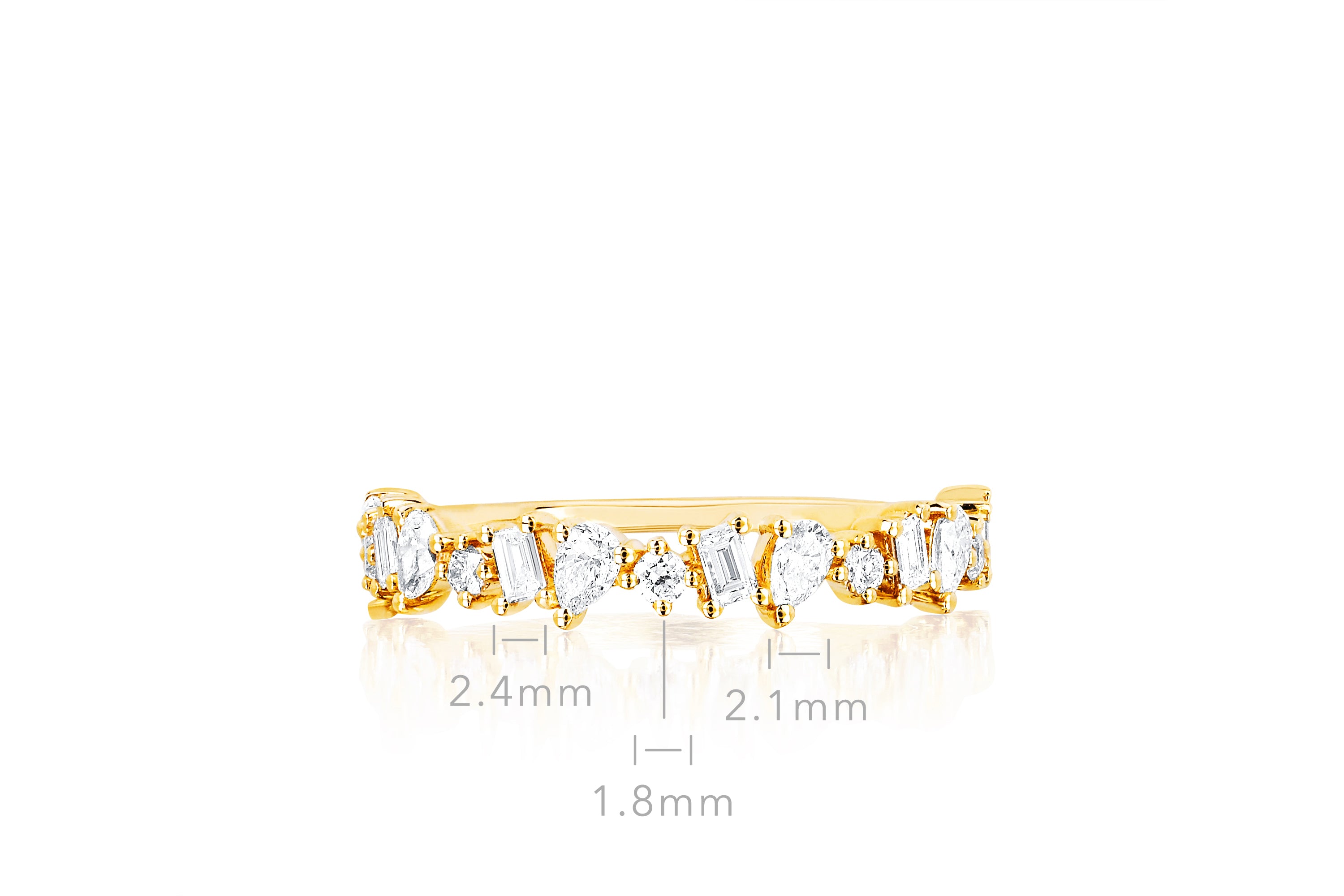 Half Diamond Multifaceted Ring