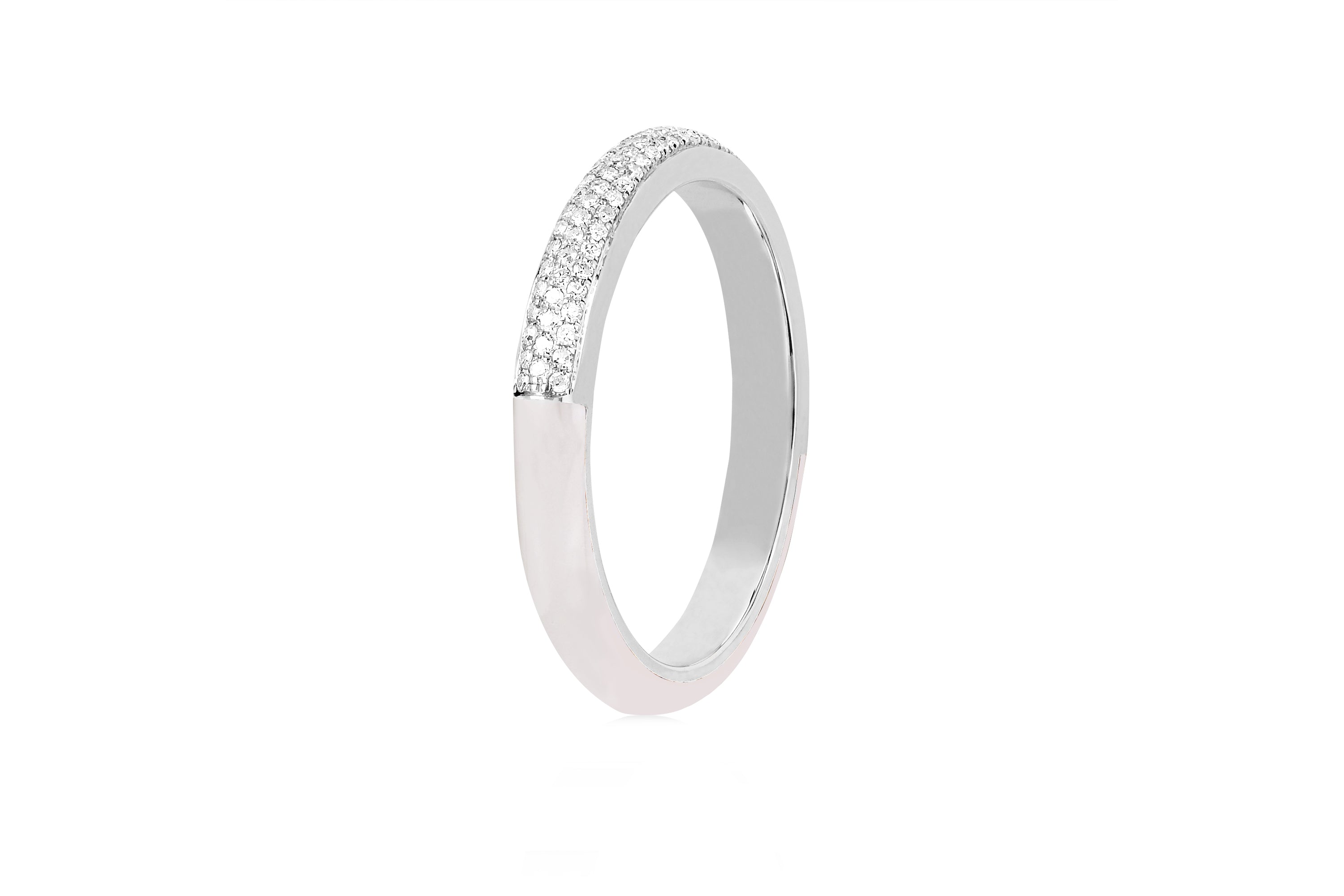 Two Tone Diamond & White Enamel Band Ring