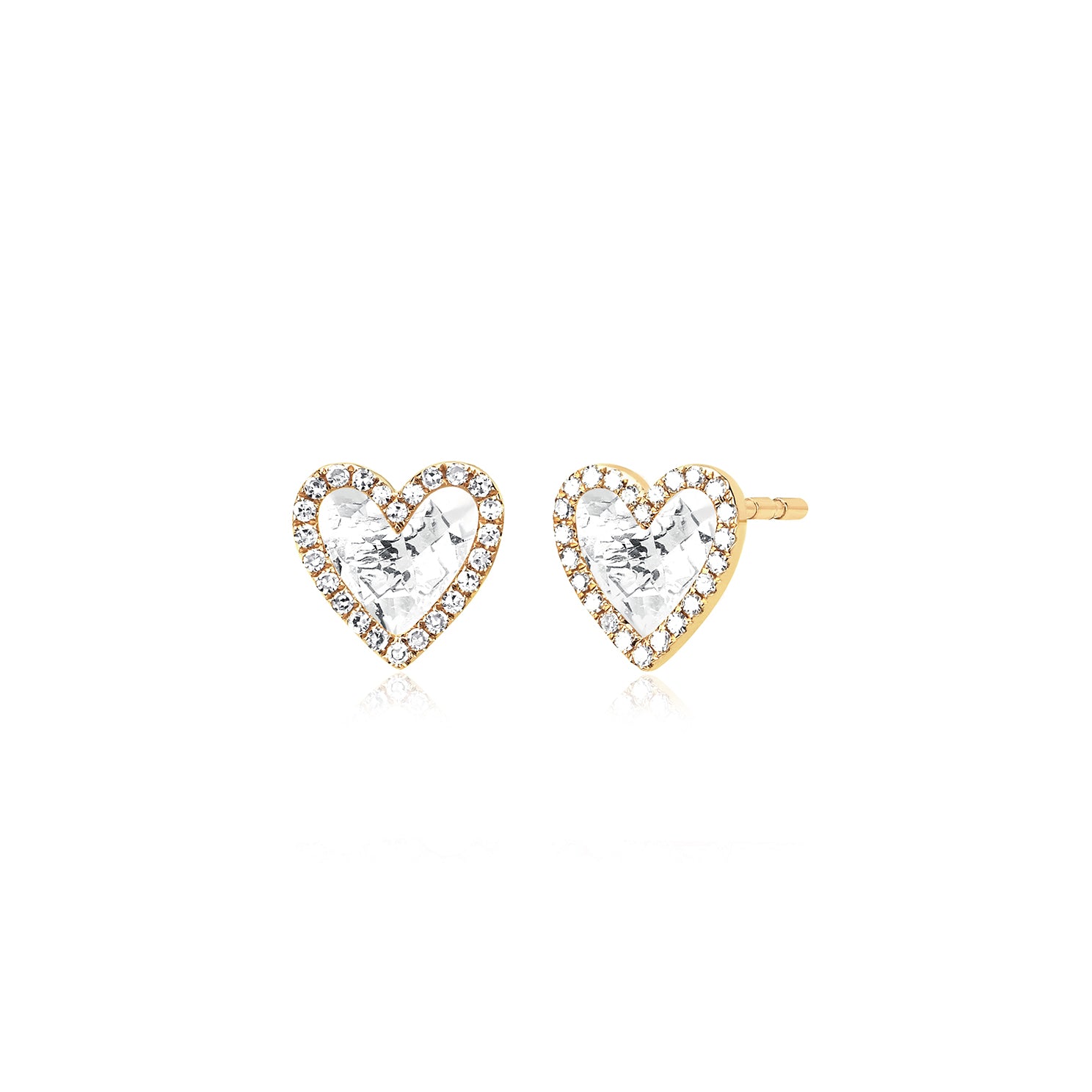 Ef Collection 14kt yellow gold Heart sapphire stud earrings
