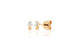 Gold Disc With Prong Set Diamond Stud Earring in 14k yellow gold