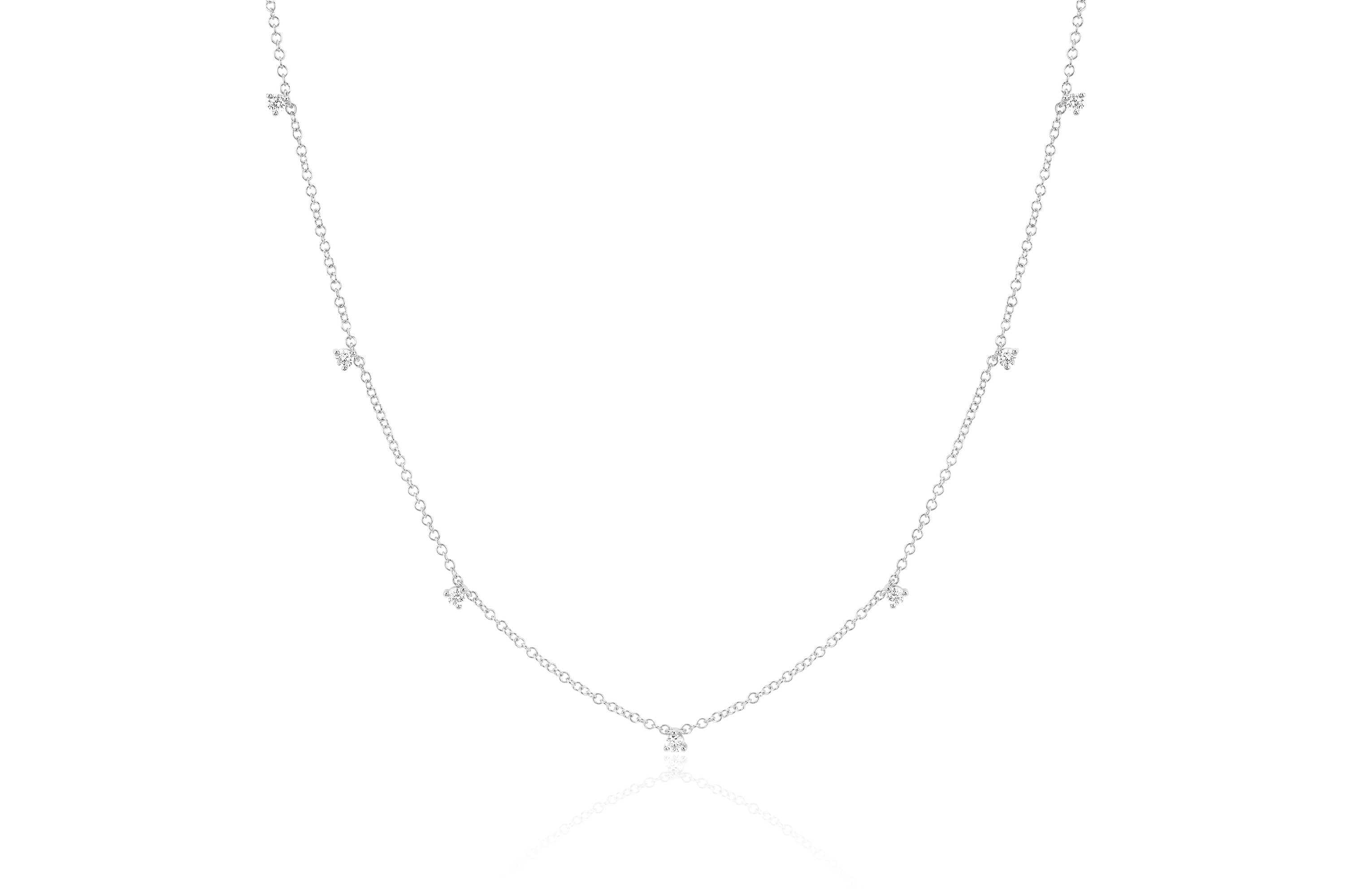 7 Prong Set Diamond Necklace in 14k white gold