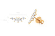 Diamond Marquise Fan Earring in 14k Yellow Gold With Size Measurements