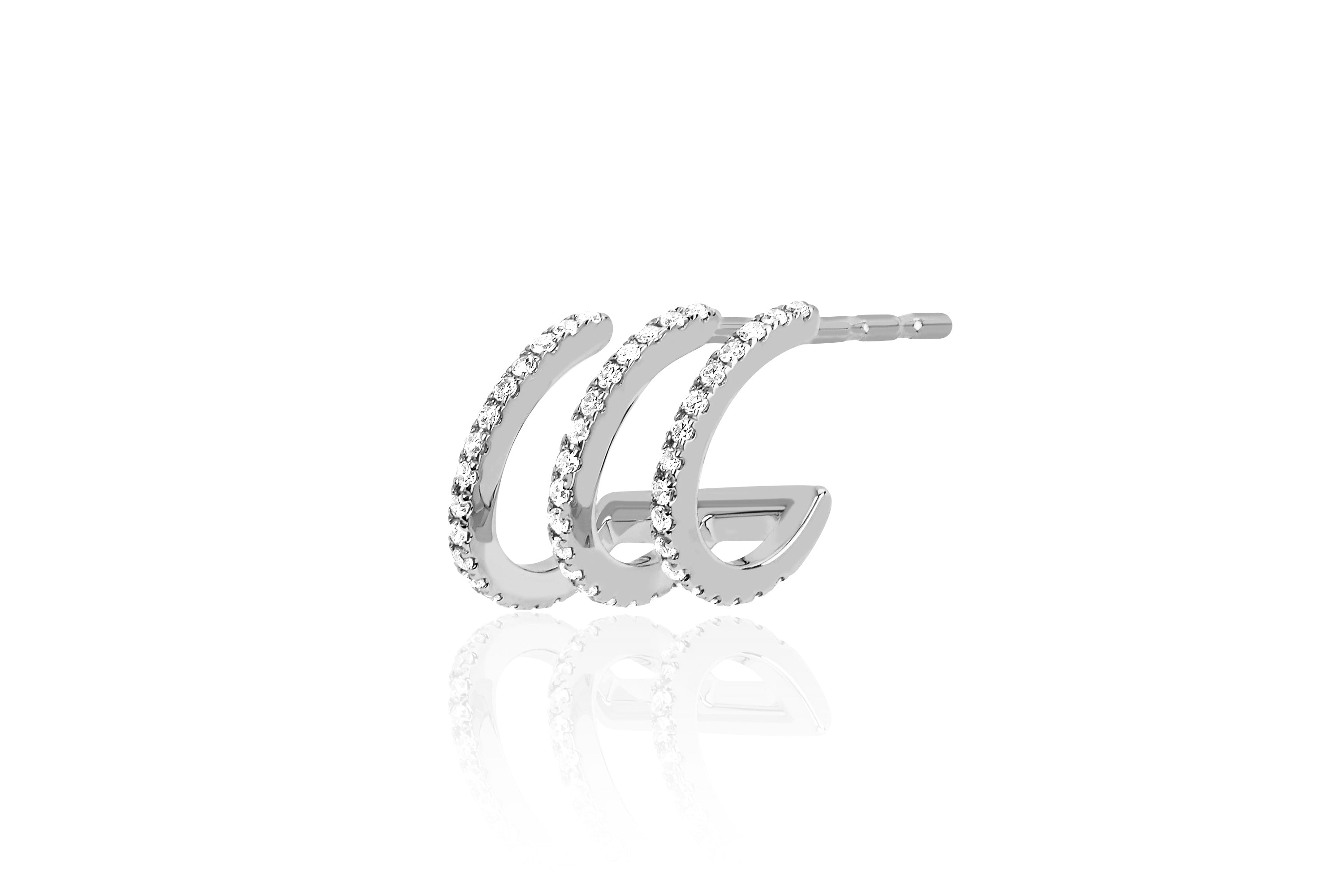 Diamond Triple Huggie Illusion Stud Earring