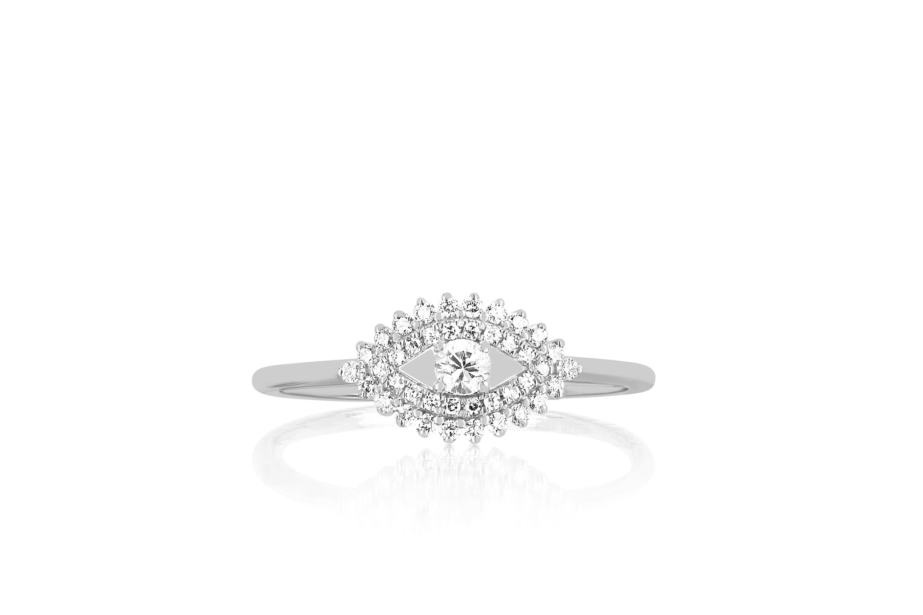 Prong Set Diamond Evil Eye Ring