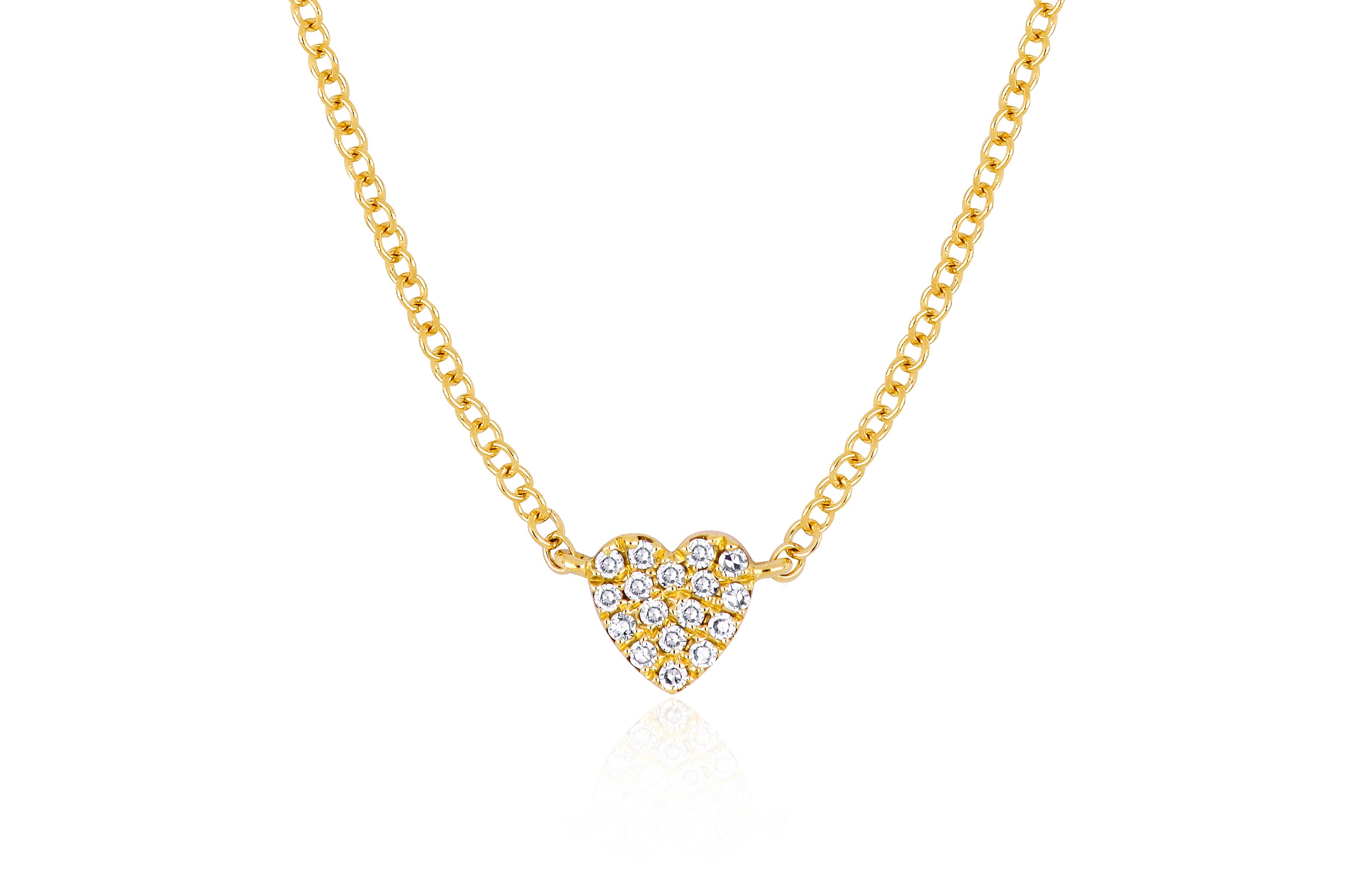 Youth 18k Yellow Gold and Diamond Heart Shaped Pendant Necklace