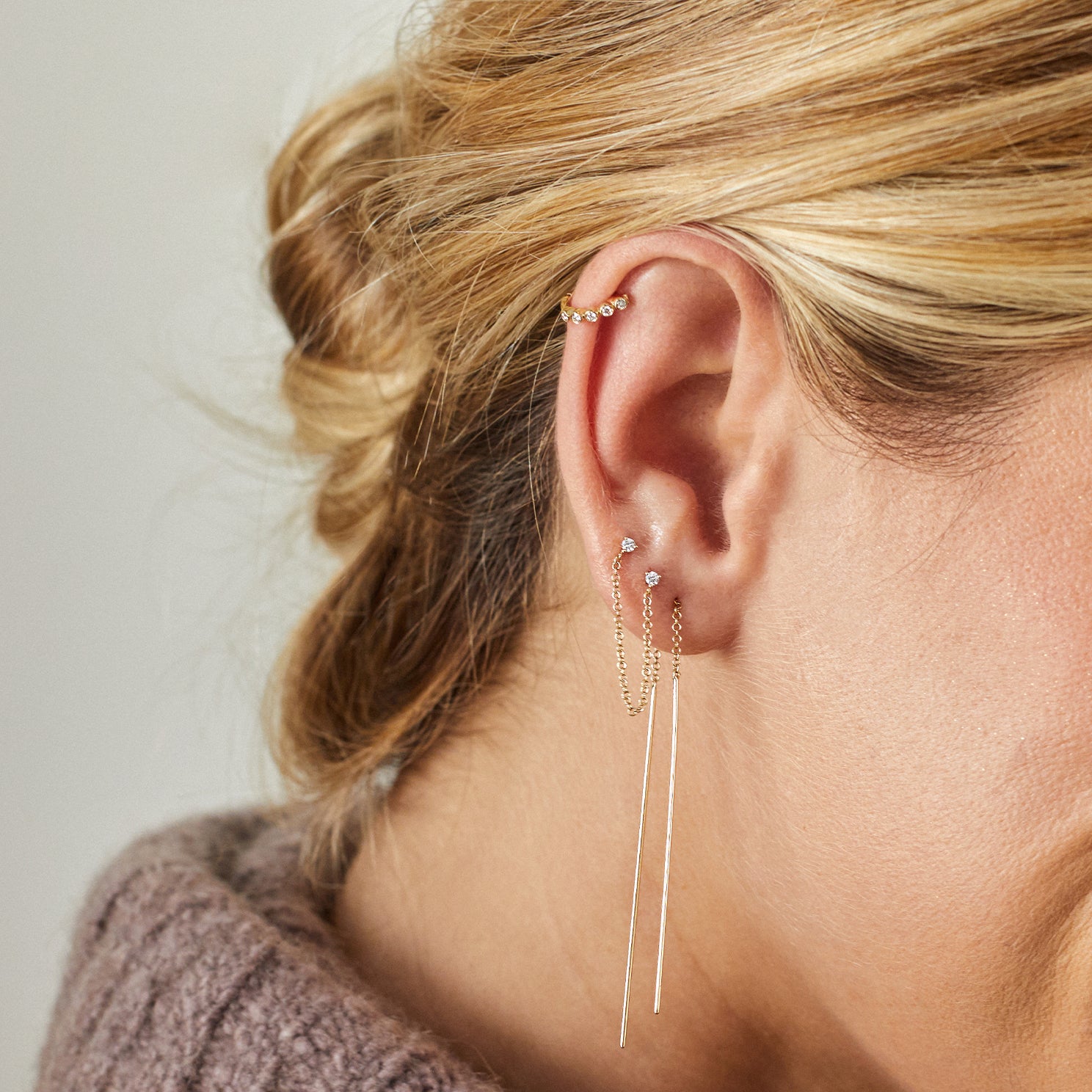Diamond Bezel Mini Huggie Earring