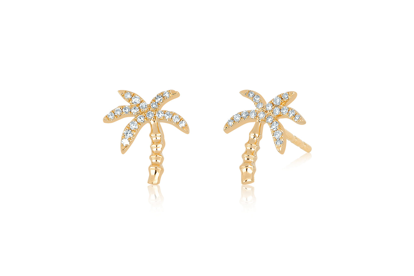 Diamond Wild Palm Stud Earring in 14k rose gold