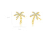Diamond Wild Palm Stud Earring in 14k yellow gold with height measurement of 9mm and width of 7mm