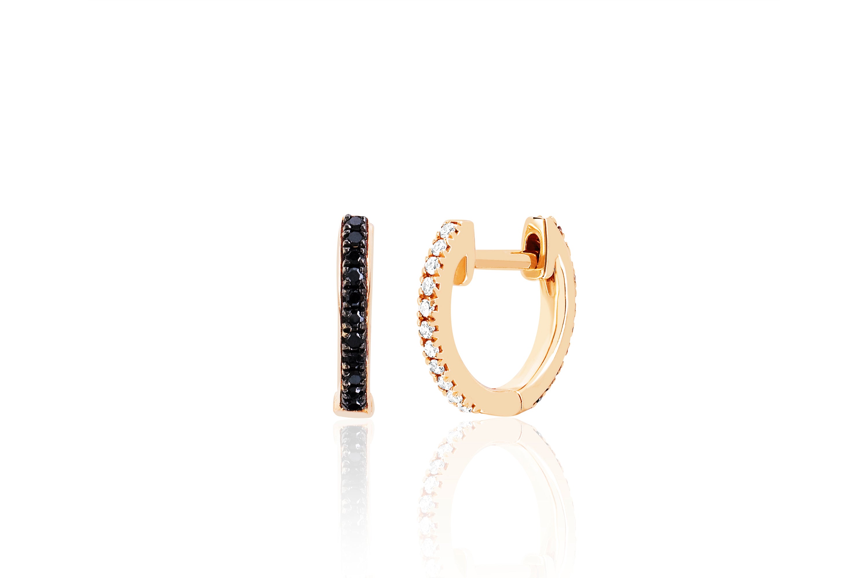 Diamond & Black Diamond Reversible Mini Huggie Earring