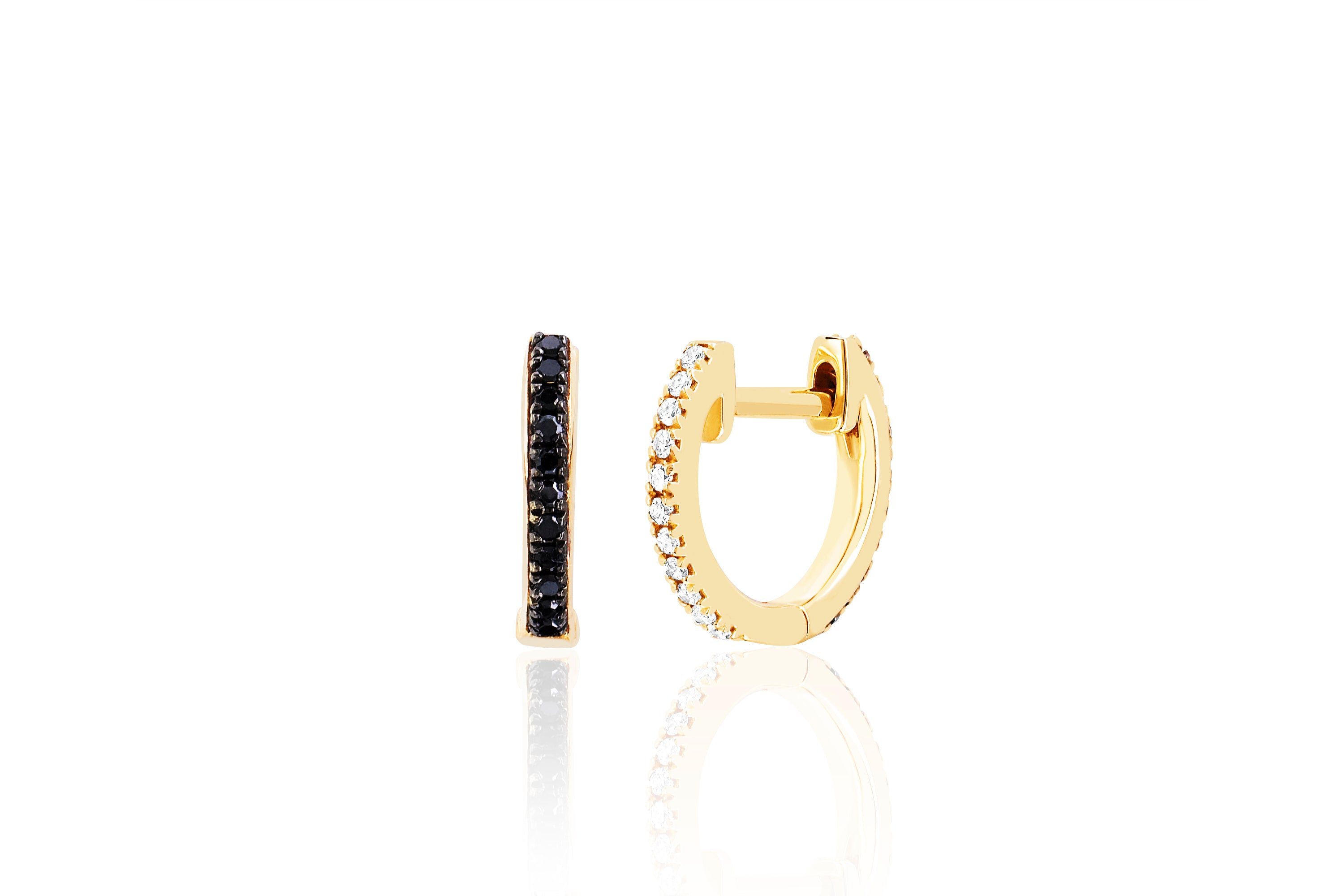 Diamond & Black Diamond Reversible Mini Huggie Earring