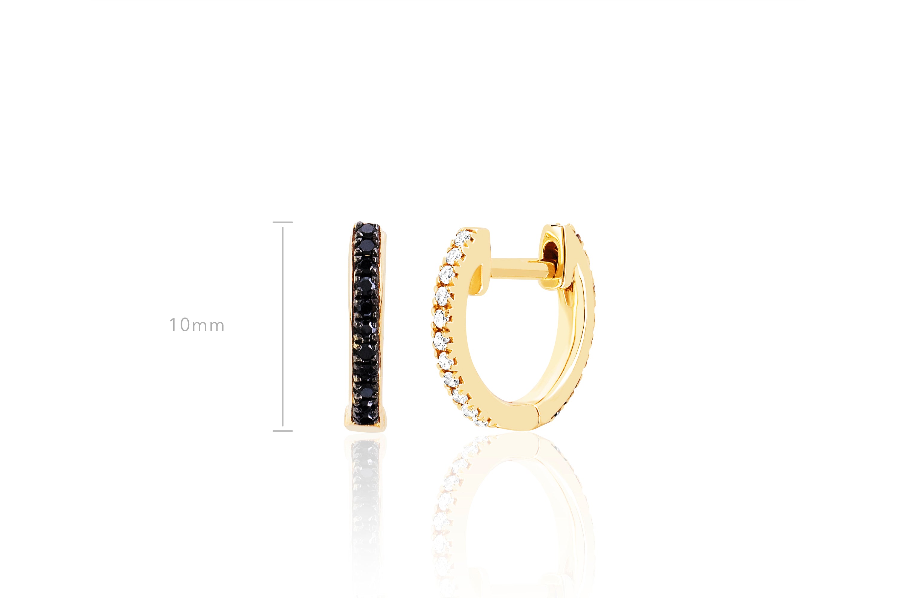 Diamond & Black Diamond Reversible Mini Huggie Earring