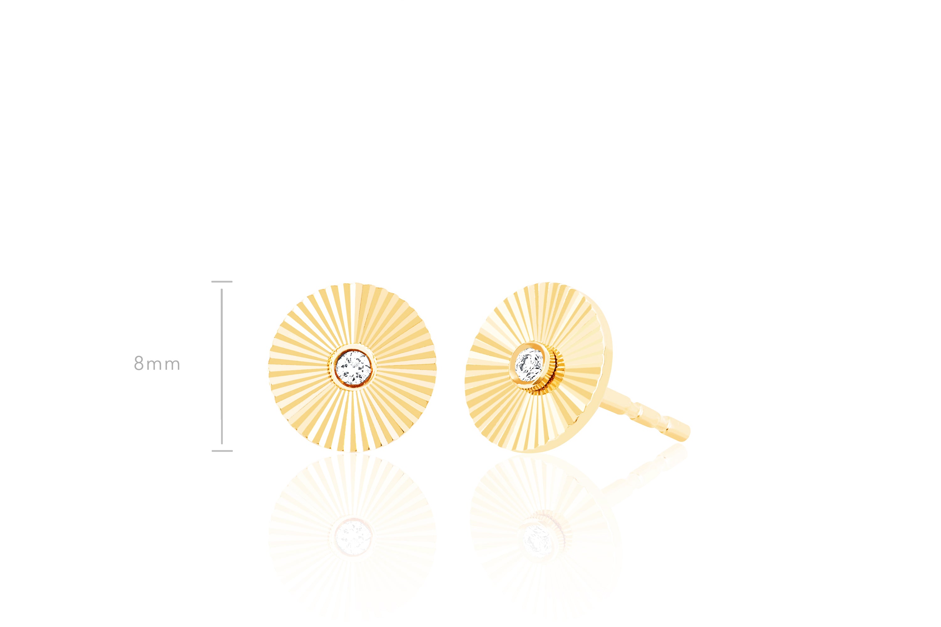Diamond Fluted Disc Stud Earring