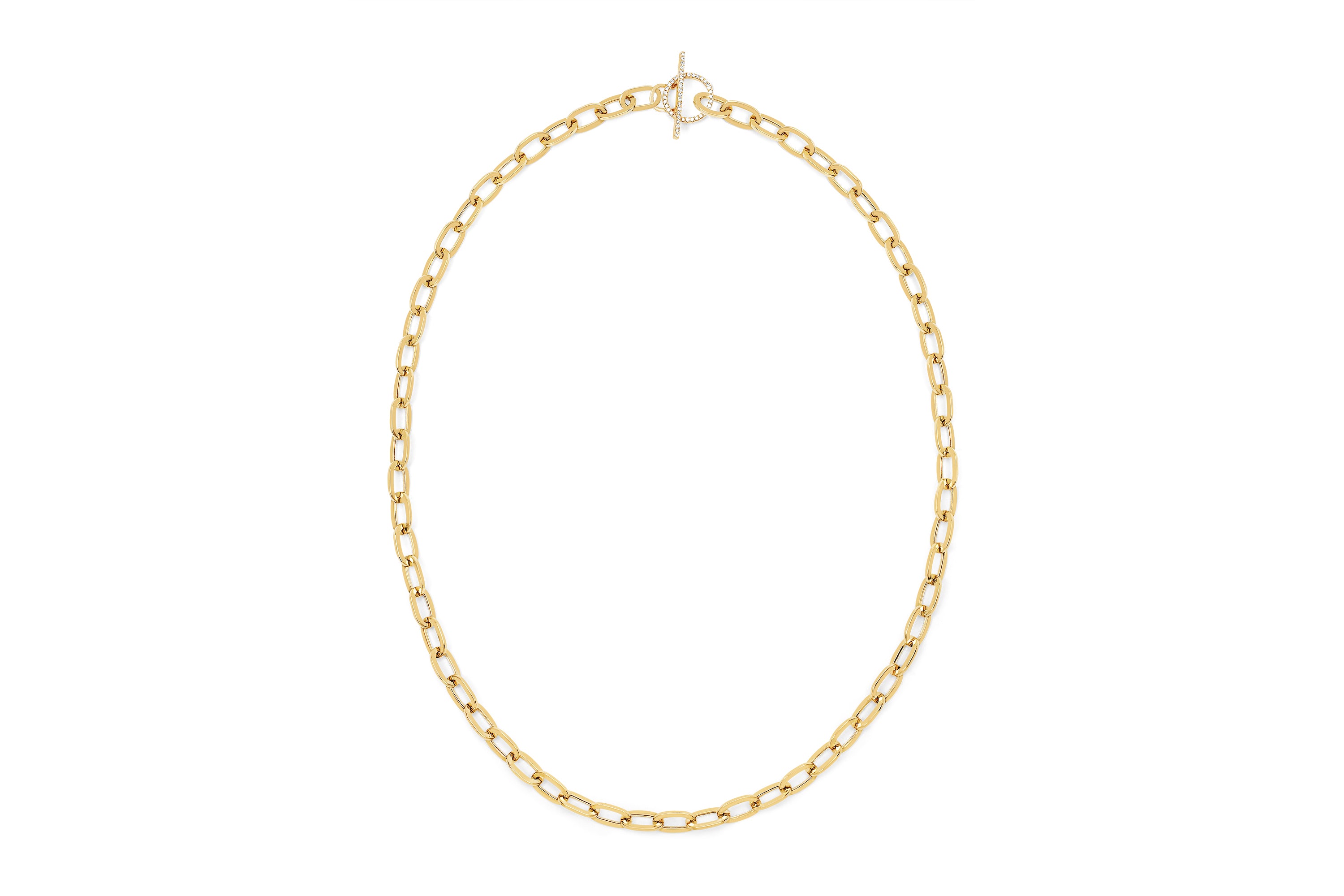 Jumbo Link Chain & Diamond Toggle Necklace
