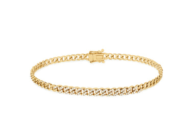 Mini Curb Chain Bracelet With Diamonds Encrusted 