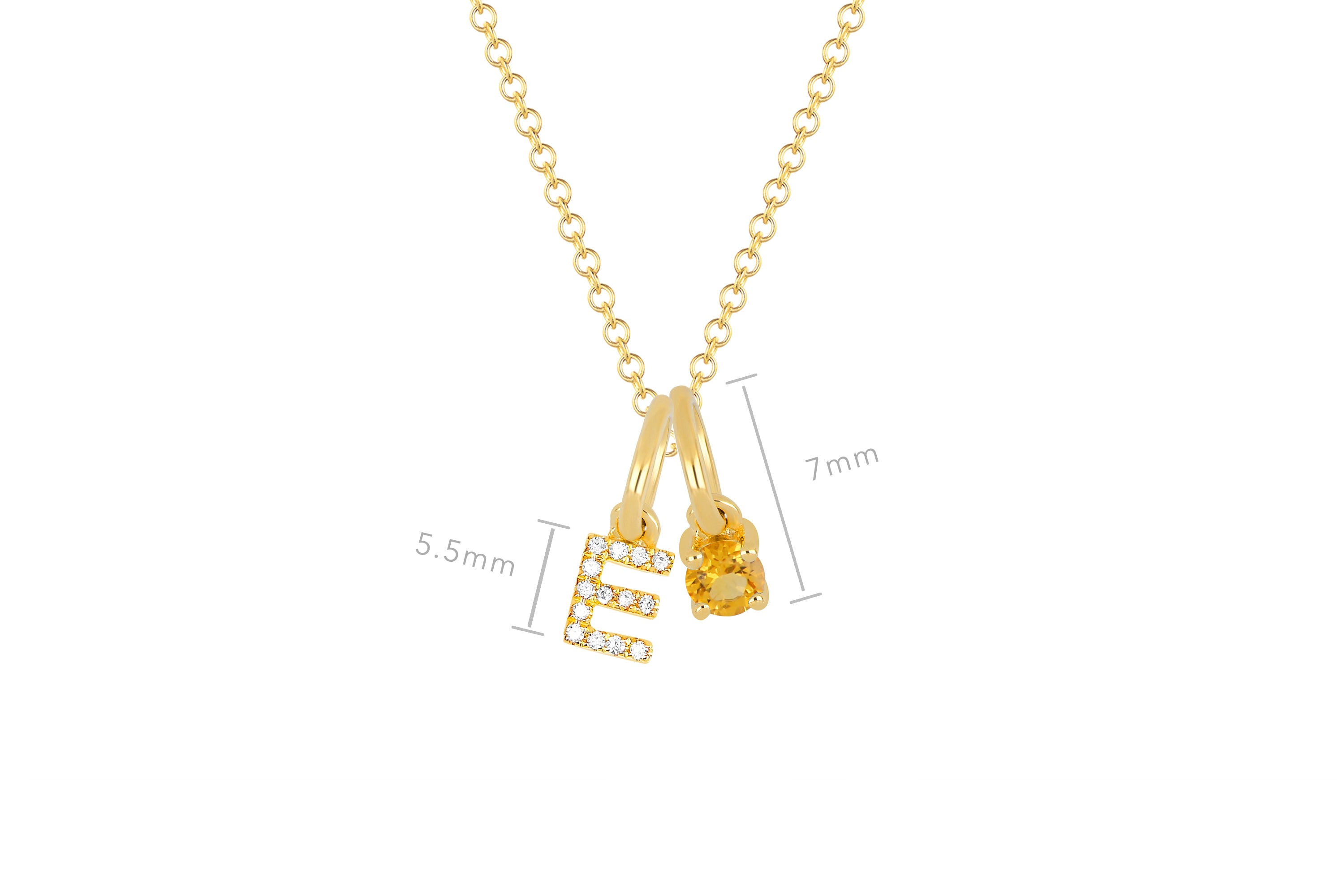 Citrine Birthstone Initial Charm Necklace