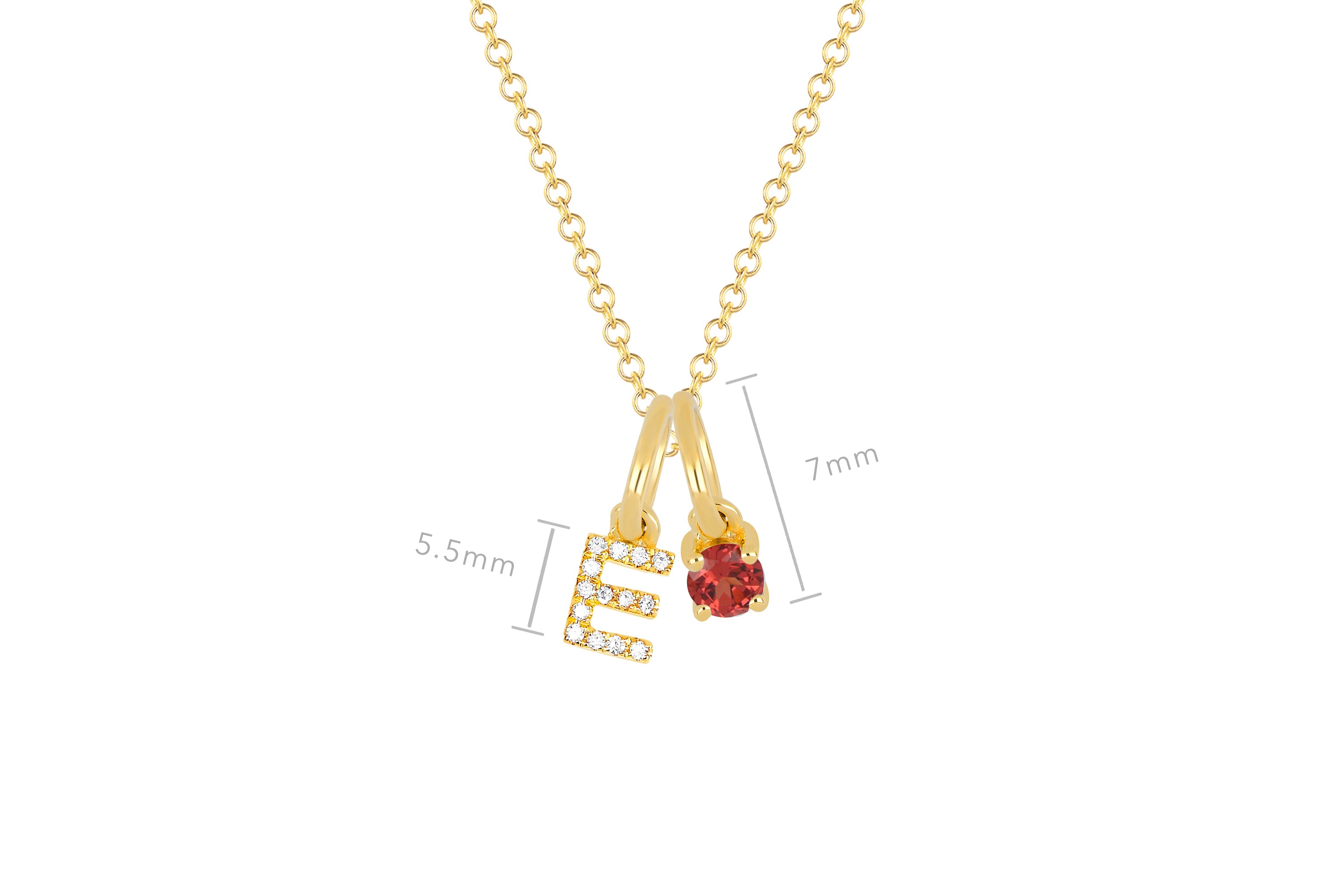 Garnet Birthstone Initial Charm Necklace