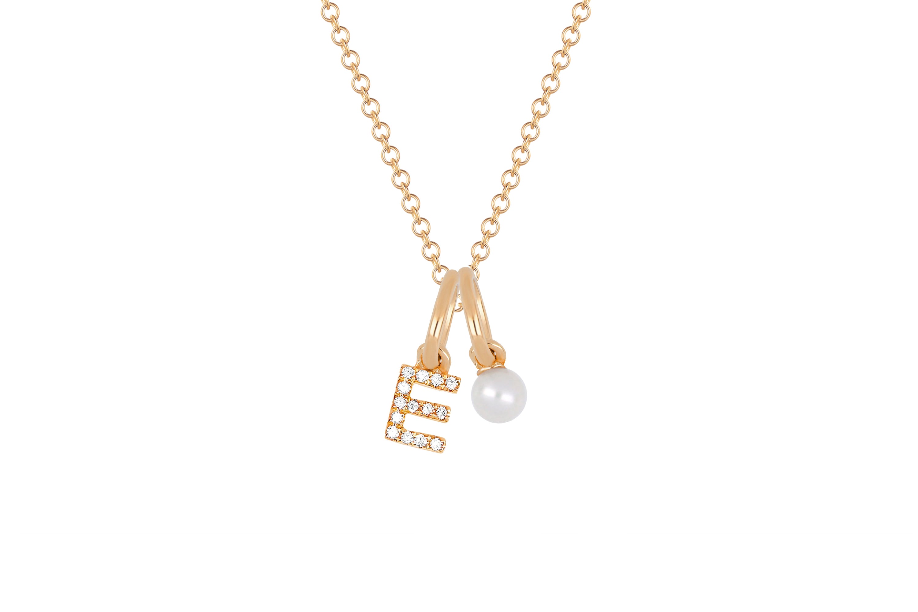 Pearl Birthstone Initial Charm Necklace