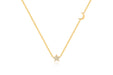 Baby Diamond Star And Gold Moon Necklace in 14k yellow gold