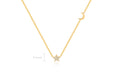 Baby Diamond Star And Gold Moon Necklace in 14k yellow gold with size measurement