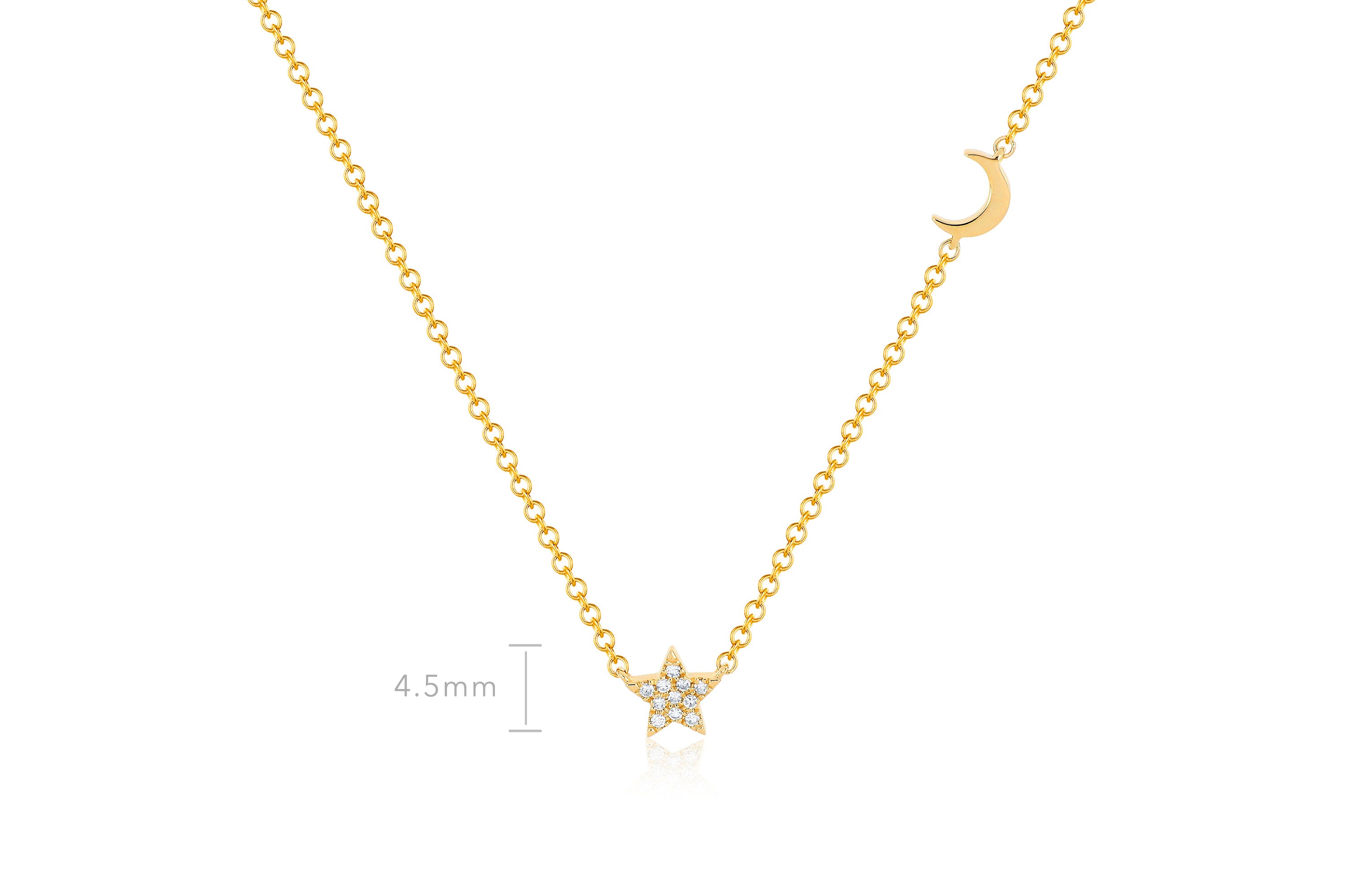Diamond Baby Star Gold Moon Necklace EF Collection