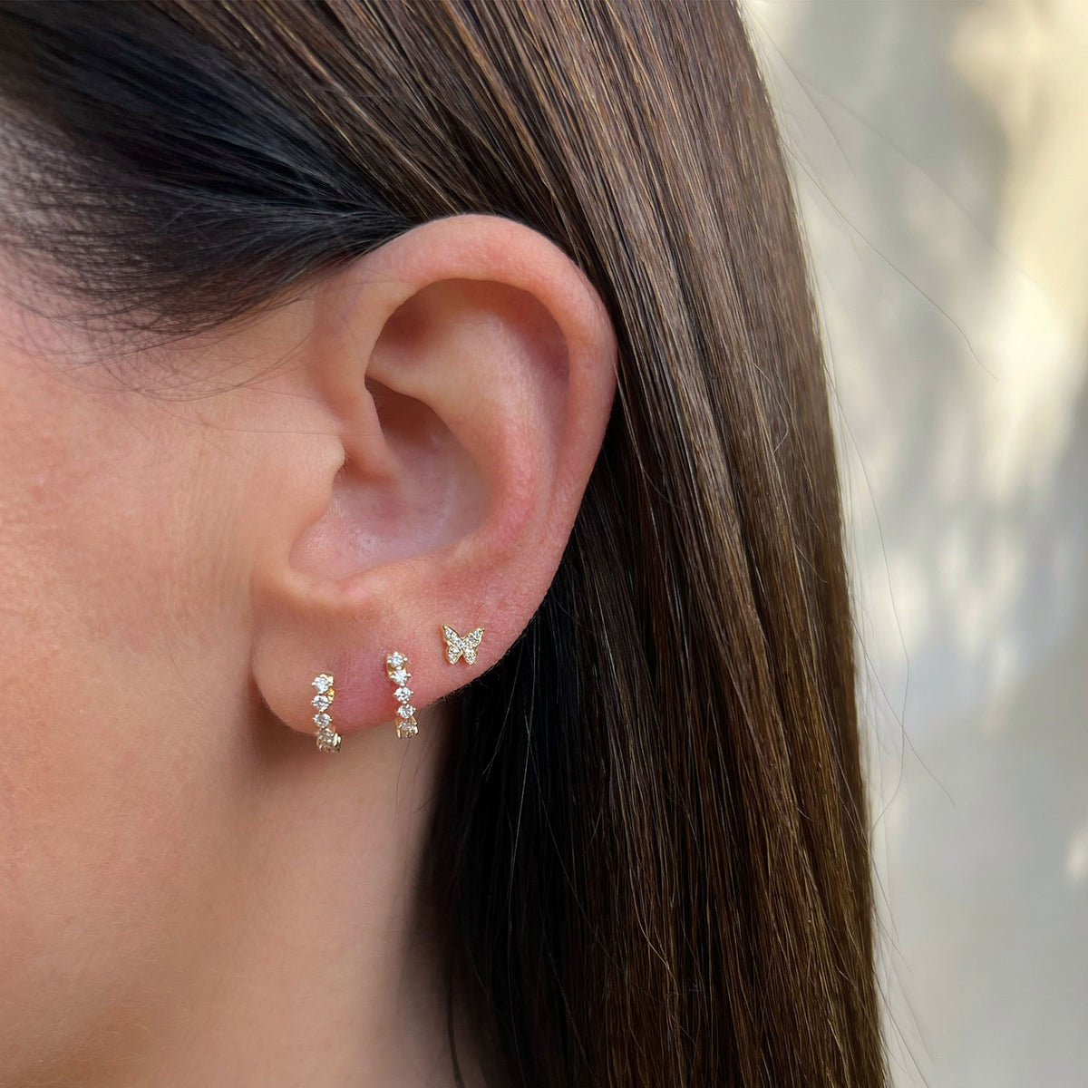Diamond Baby Butterfly Stud Earring