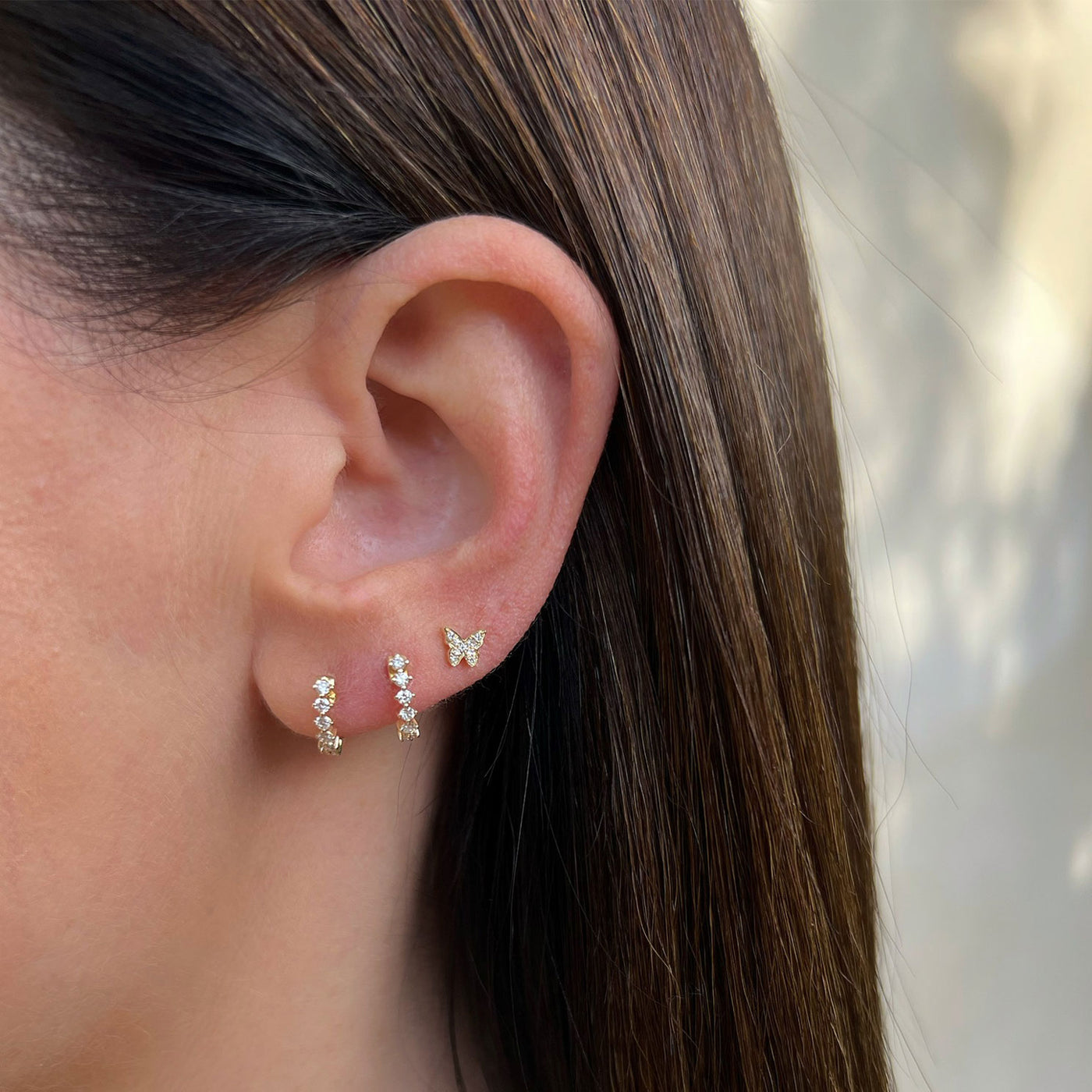 Diamond Baby Butterfly Stud Earring
