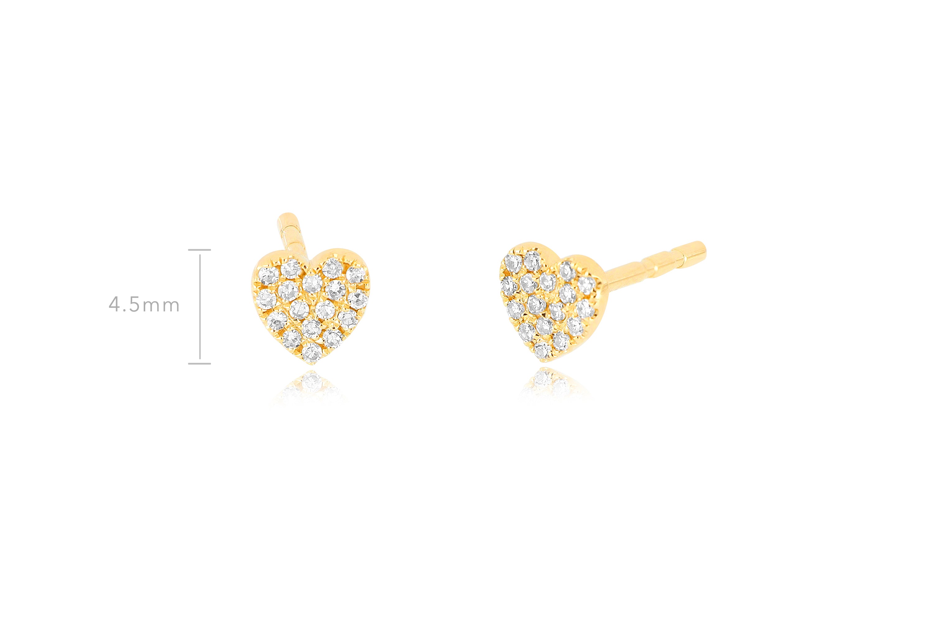 EF Collection Baby Diamond Heart Stud Earring in Yellow Gold Diamond