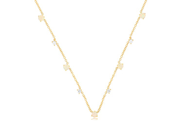 Multi Diamond & Opal Necklace in 14k yellow gold