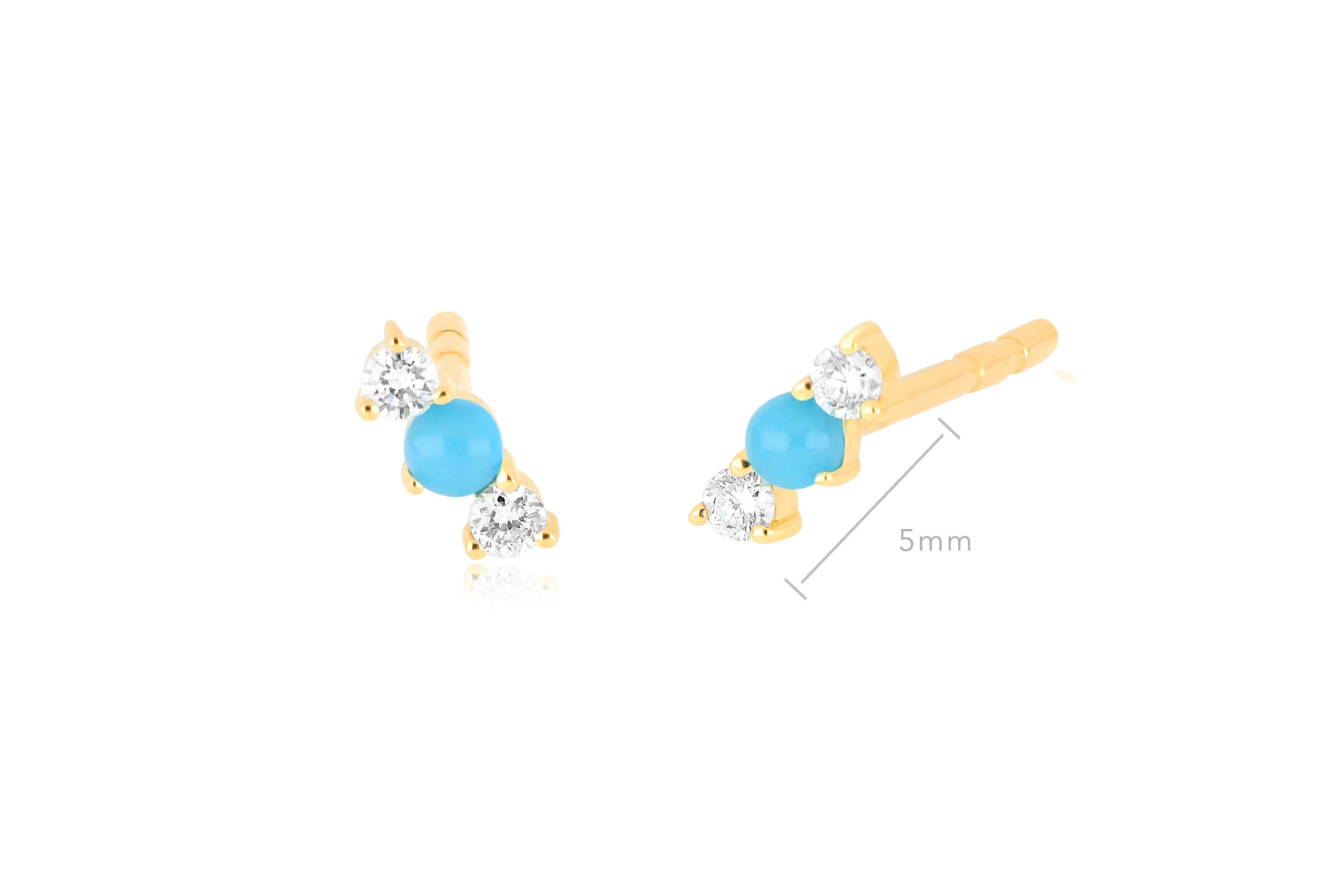 Diamond & Turquoise Bar Stud Earring