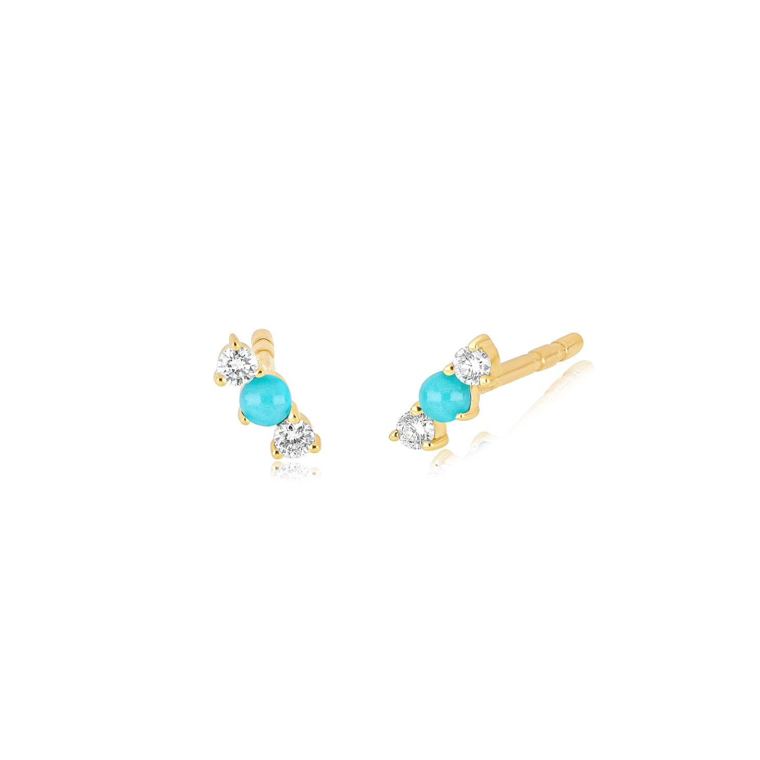 Diamond & Turquoise Bar Stud Earring