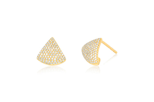 Diamond Solid Chevron Stud Earring in 14k yellow gold