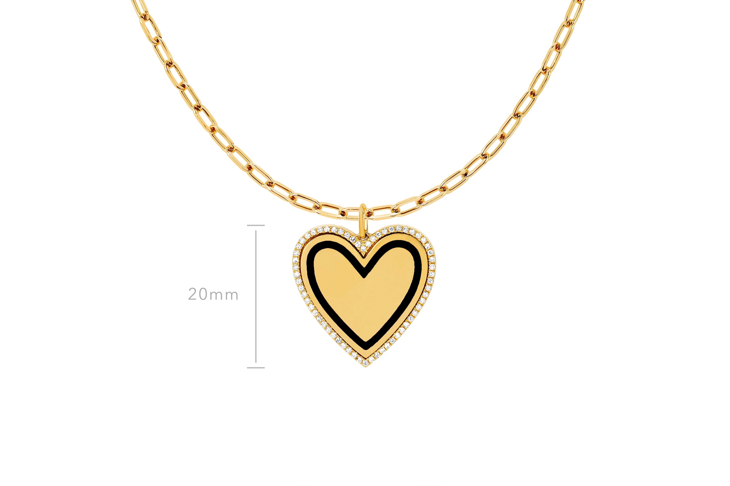 Diamond & Enamel Heart on Mini Link Chain Necklace