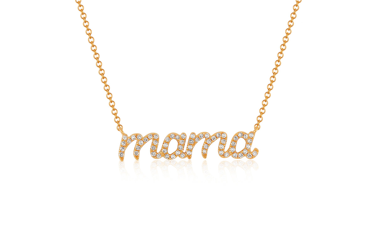 Diamond Script Mama Necklace