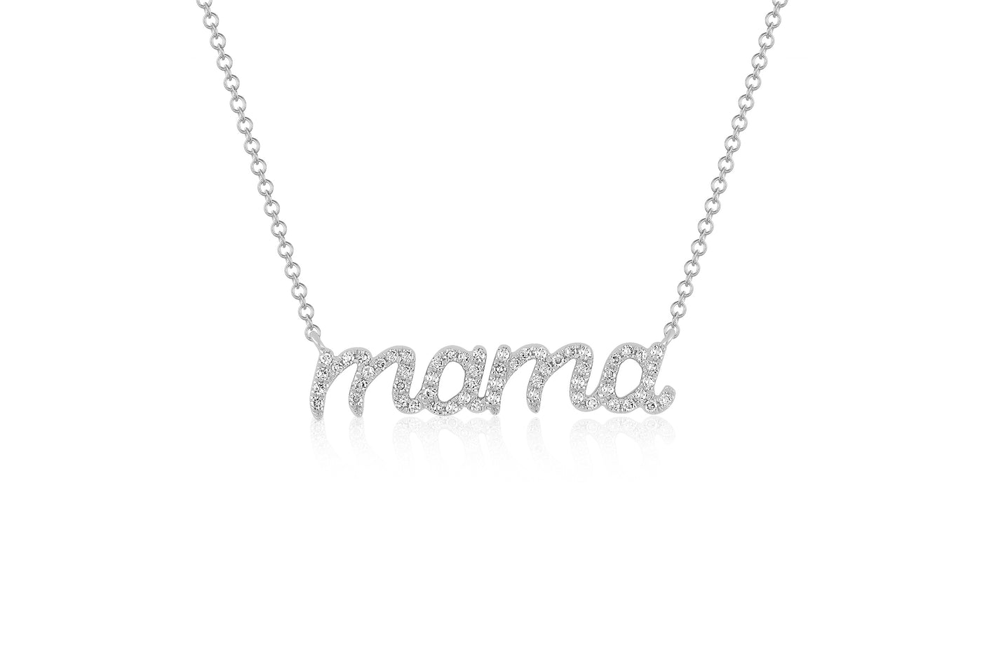 Diamond Script Mama Necklace