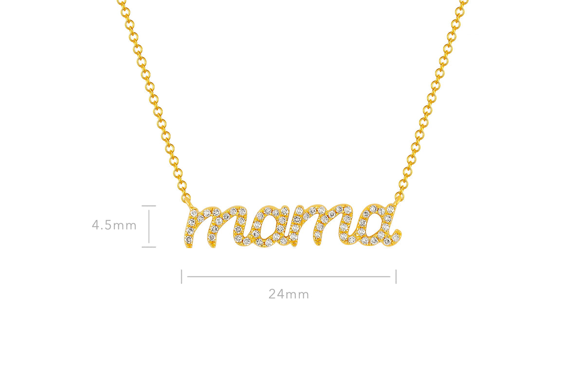Diamond Script Mama Necklace