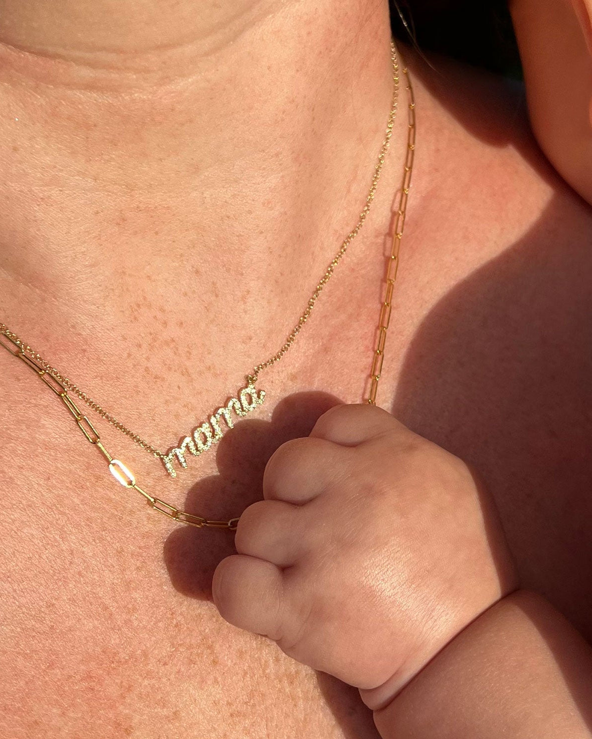 Diamond Script Mama Necklace