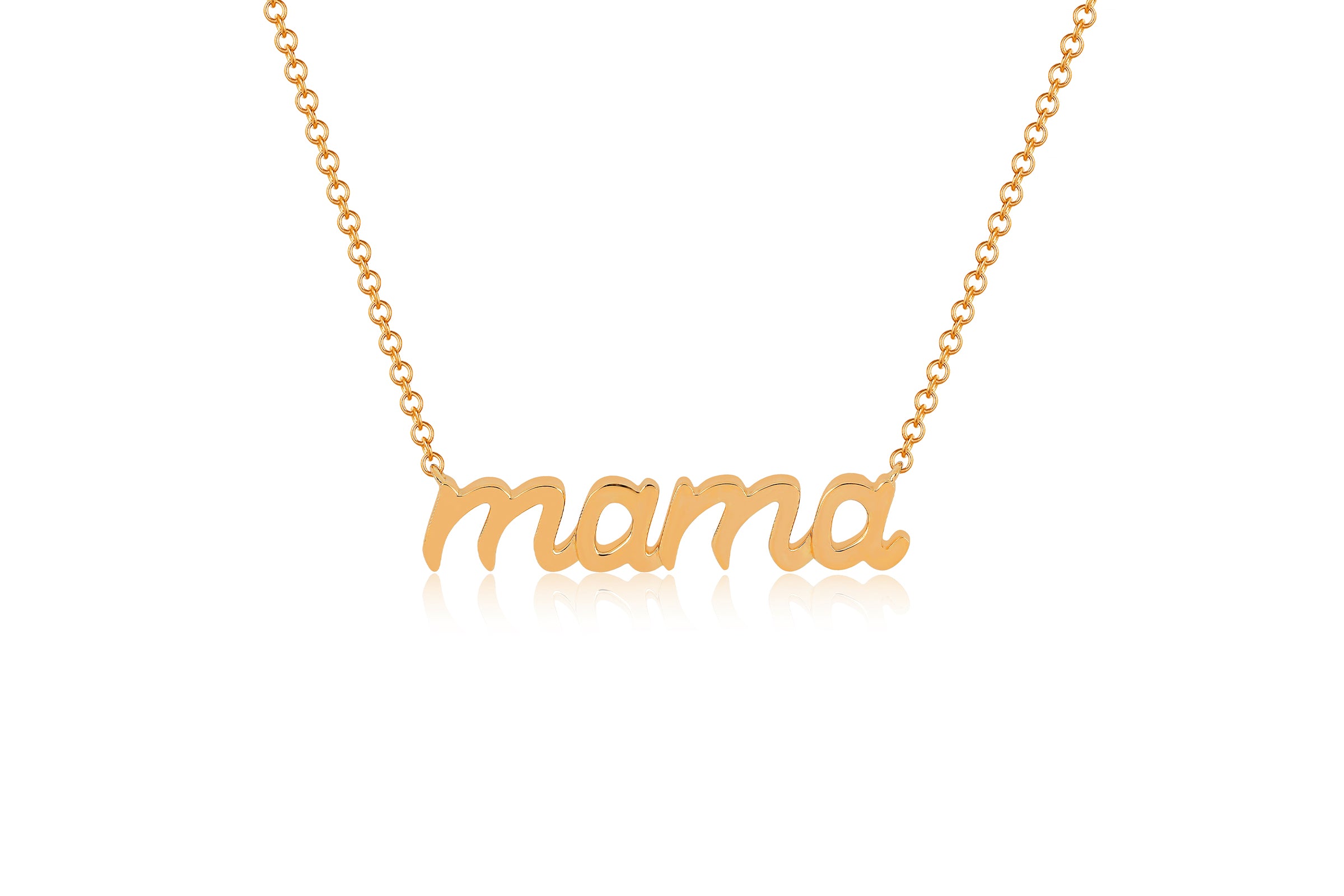 Gold Script Mama Necklace