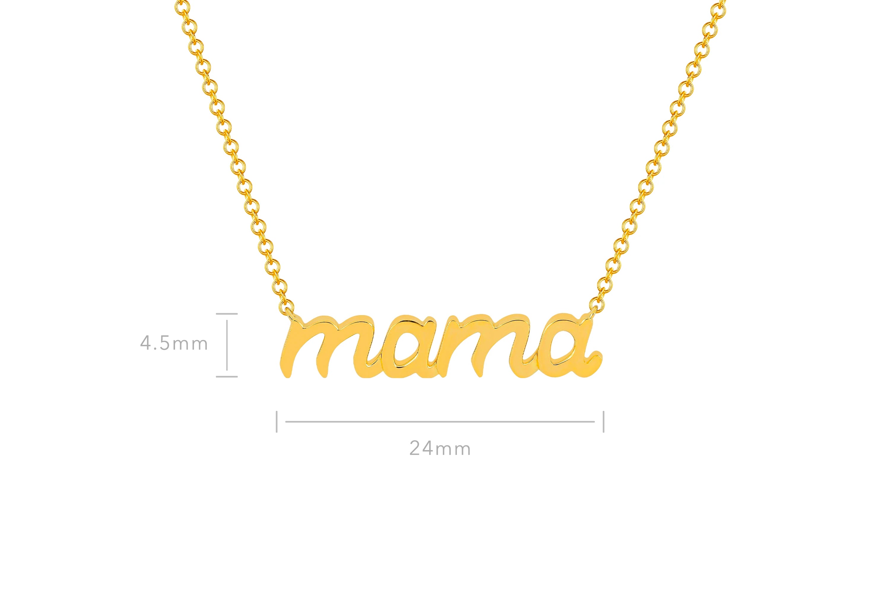 Gold Script Mama Necklace
