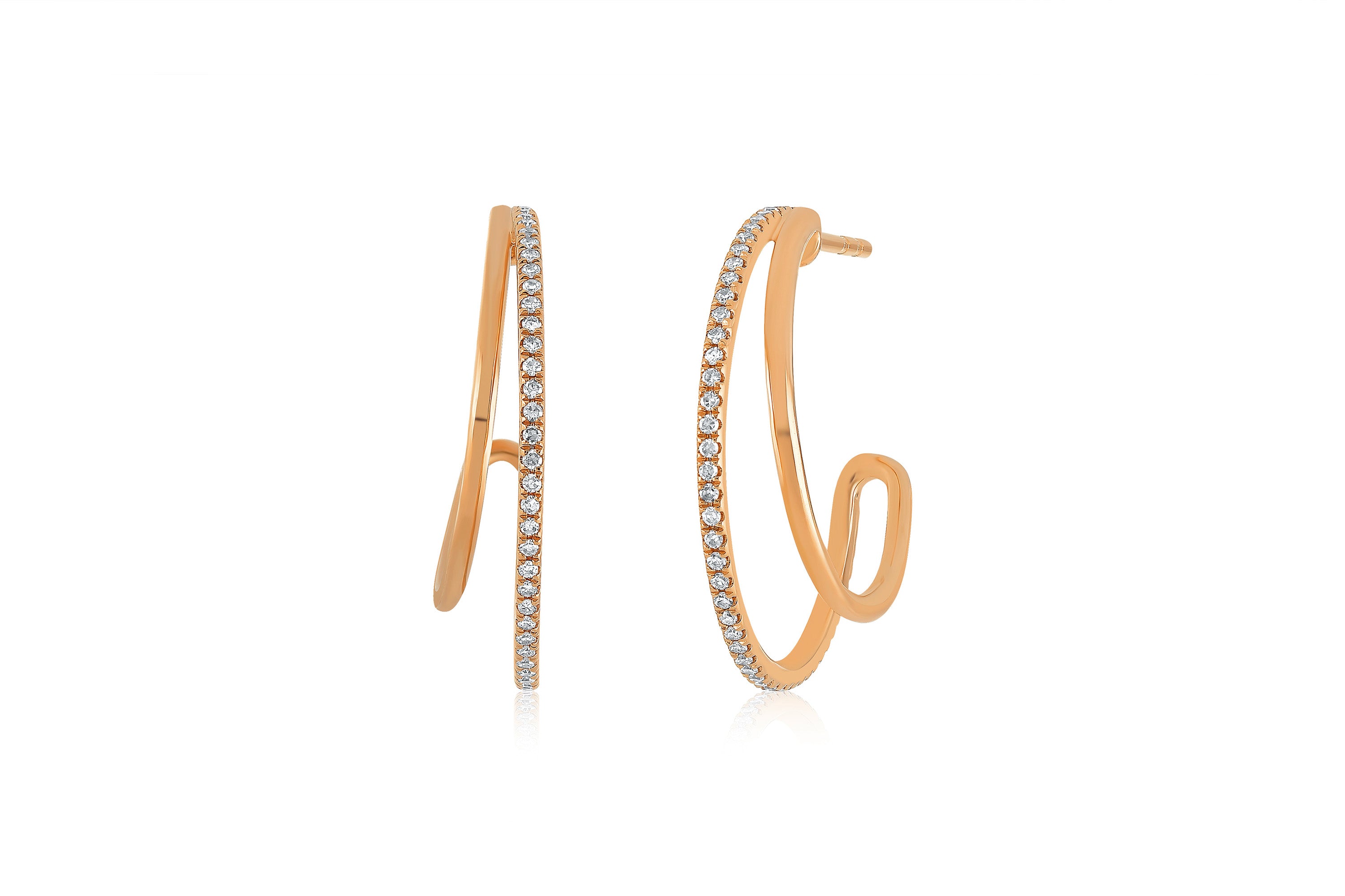 Diamond And Gold Double Hoop Earring