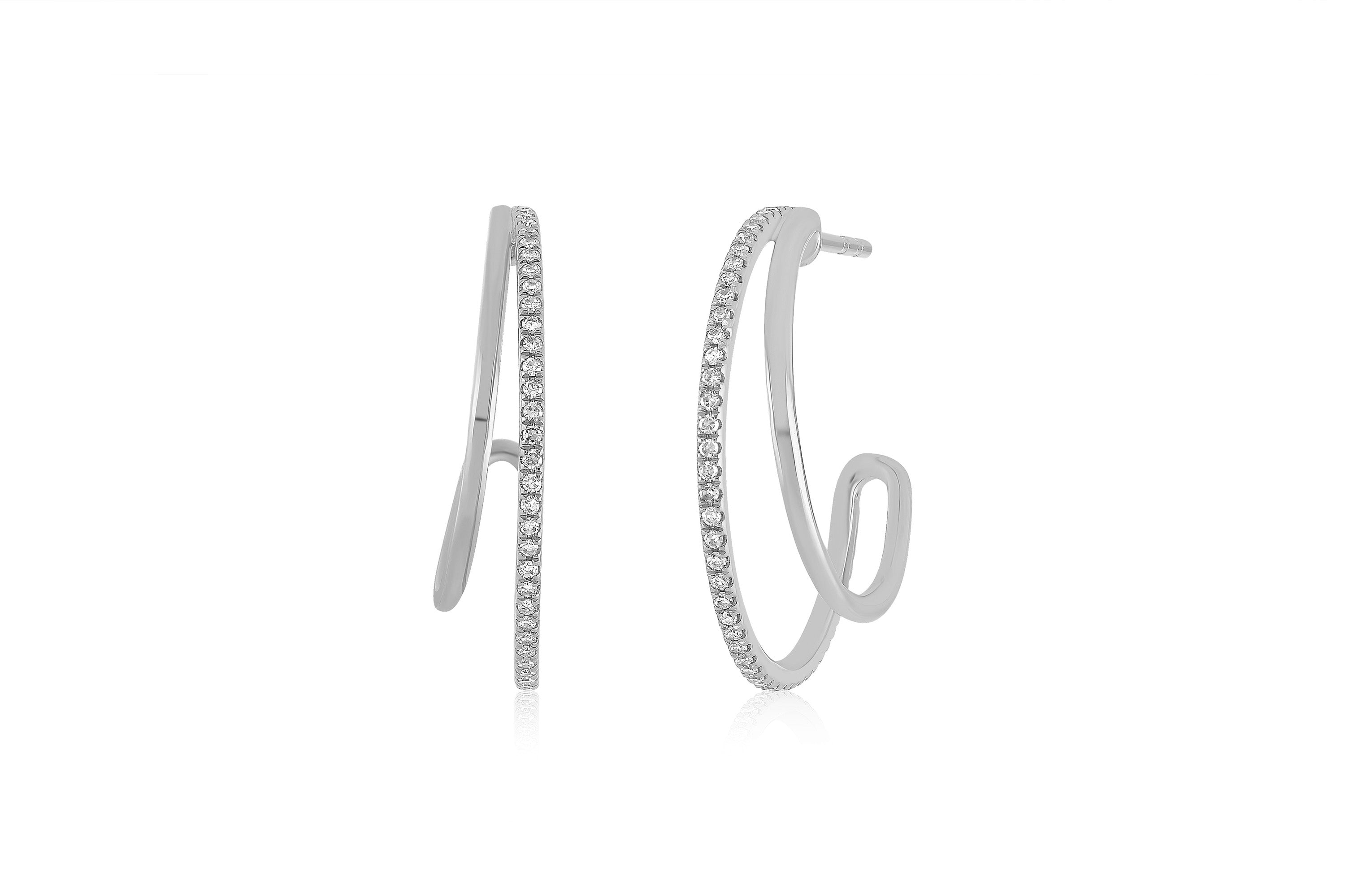 Diamond And Gold Double Hoop Earring